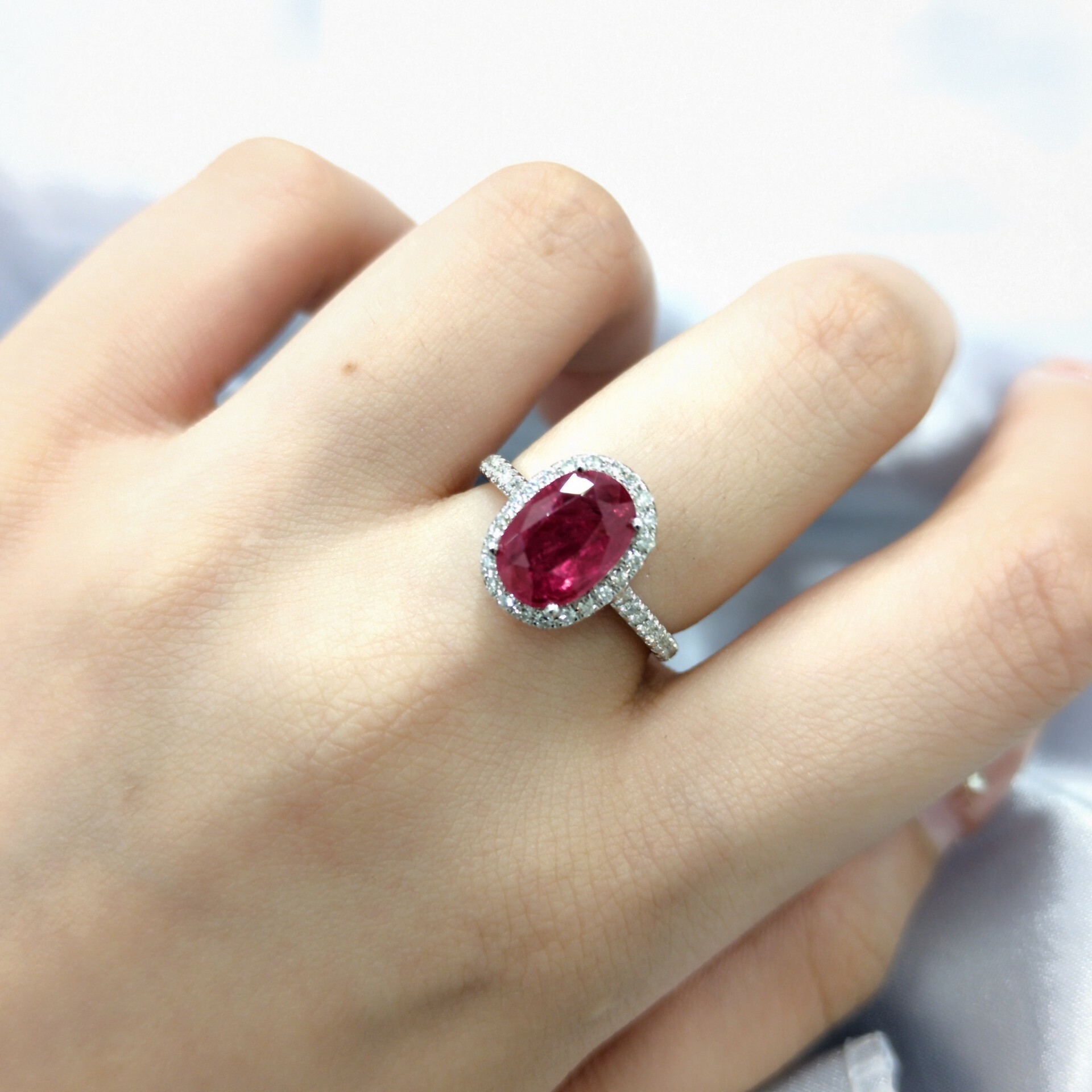 18K White Gold 2.89ct Ruby and Diamond Ring