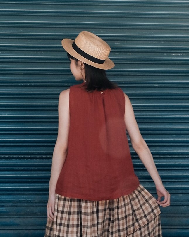 碎褶領棉紗背心