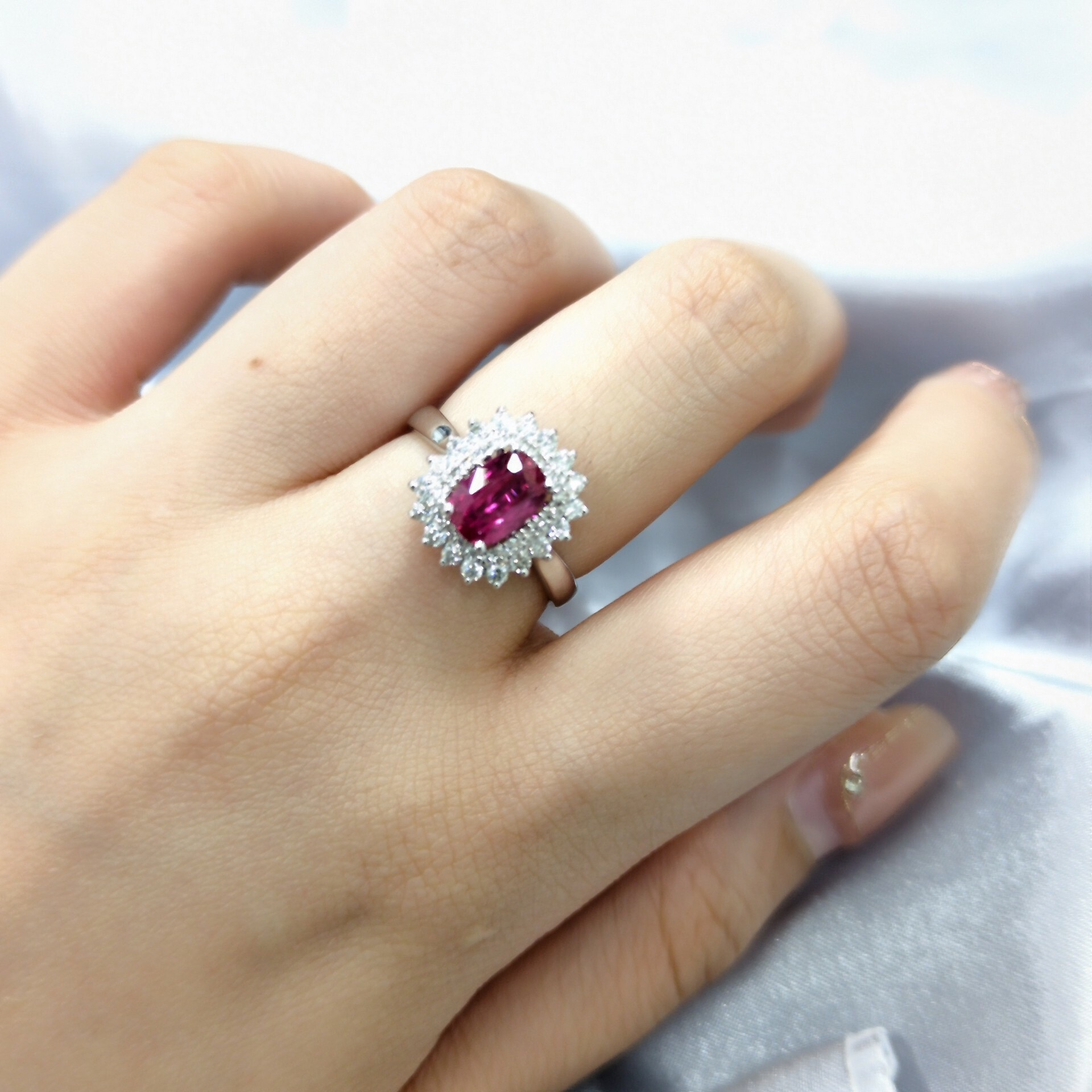 18K White Gold 1.19ct Ruby and Diamond Ring