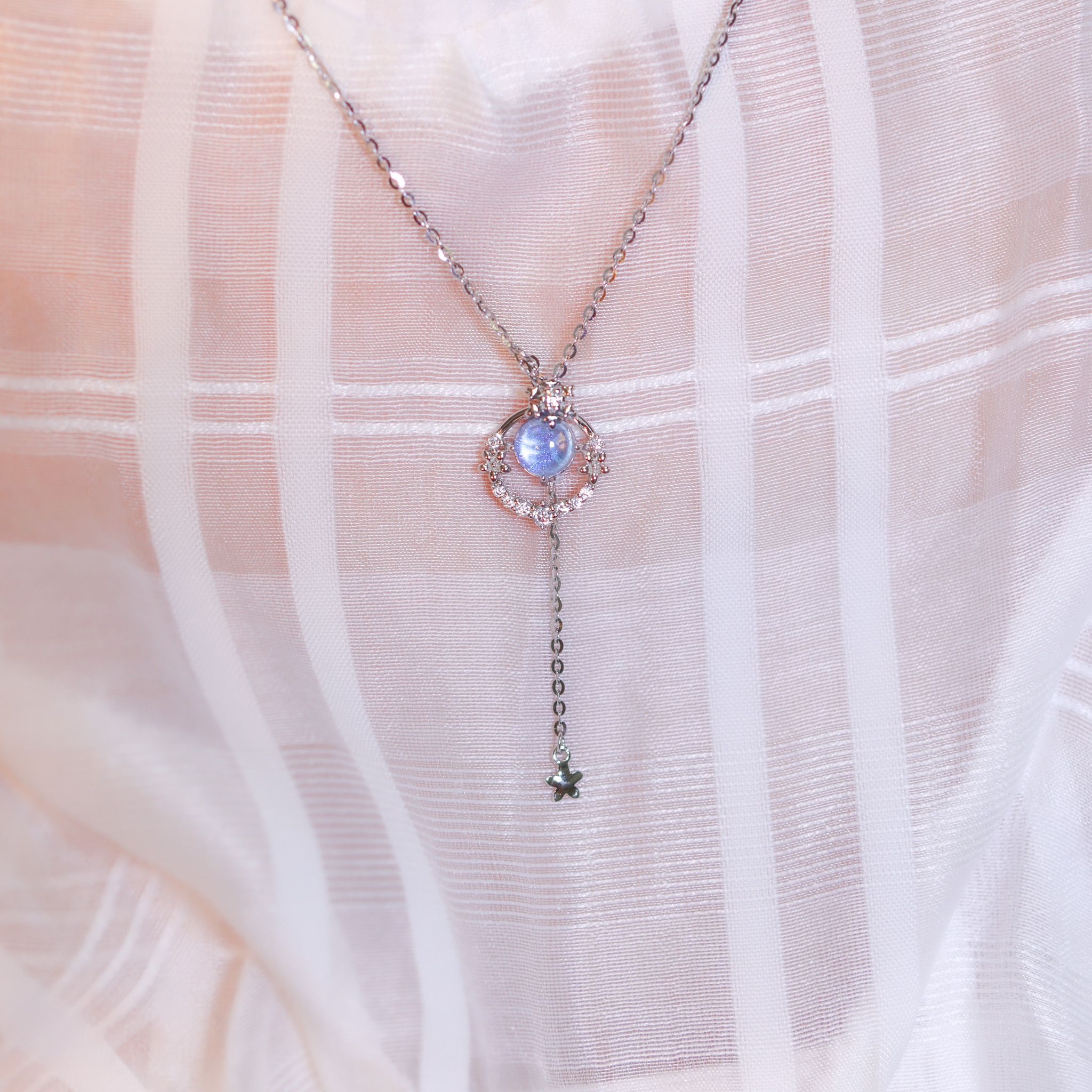 | 925 Silver・ White Gold・Glass Stone  | Floral Nocturne Necklace | NE1146 |