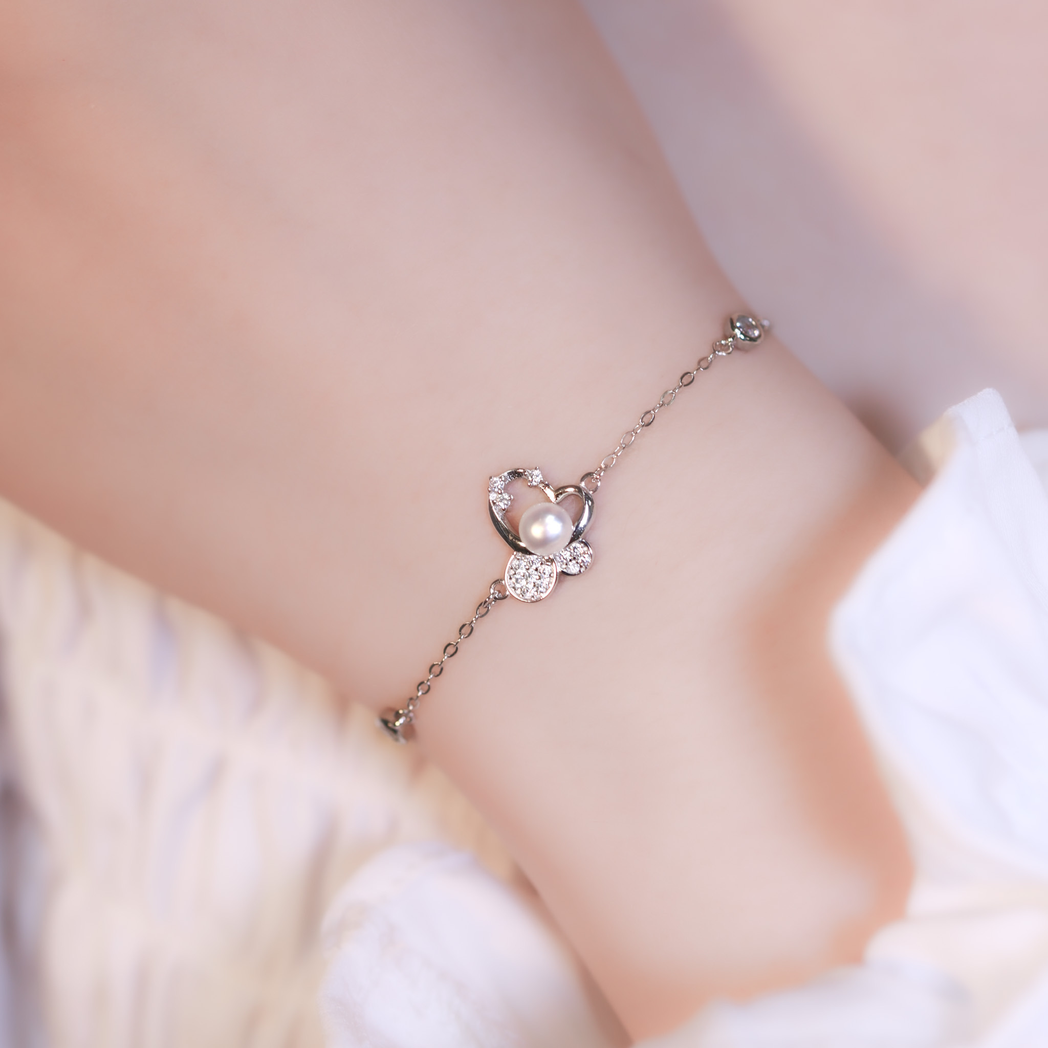 | 925 Silver・White Gold・Rose Gold・Pearl | Poem Of Butterfly Bracelet（Silver / Rose Gold） | BR1094 |