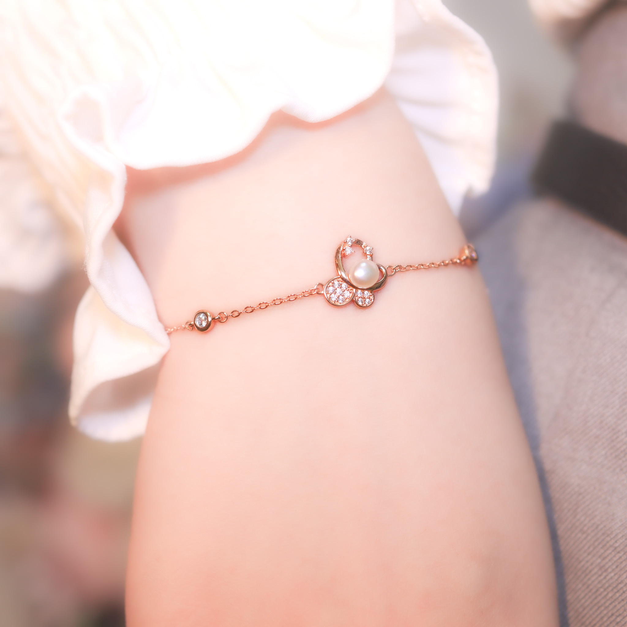 | 925 Silver・White Gold・Rose Gold・Pearl | Poem Of Butterfly Bracelet（Silver / Rose Gold） | BR1094 |