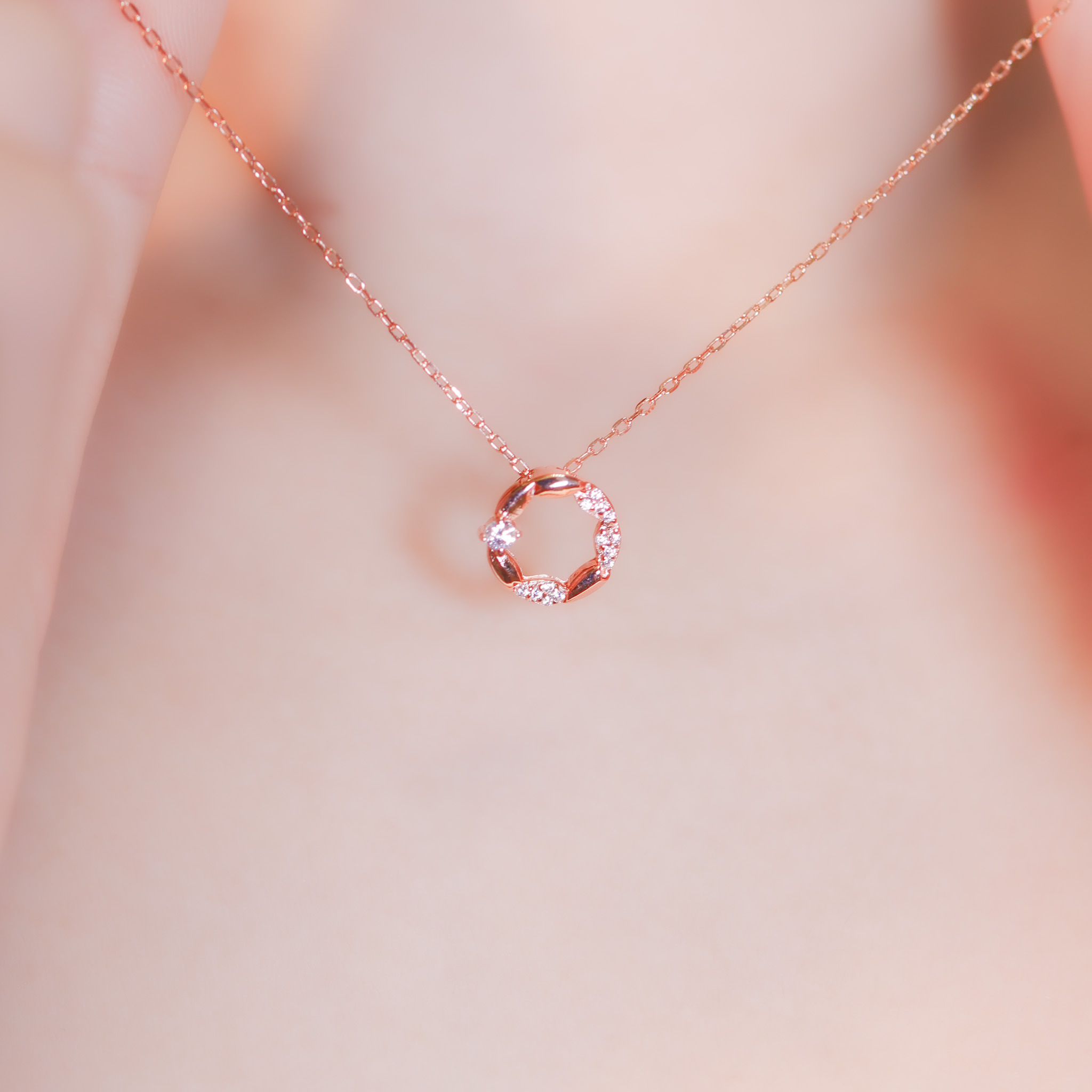 | 925 Silver・White Gold・Rose Gold | Floral Circle Necklace（Silver / Rose Gold） | NE1133 |