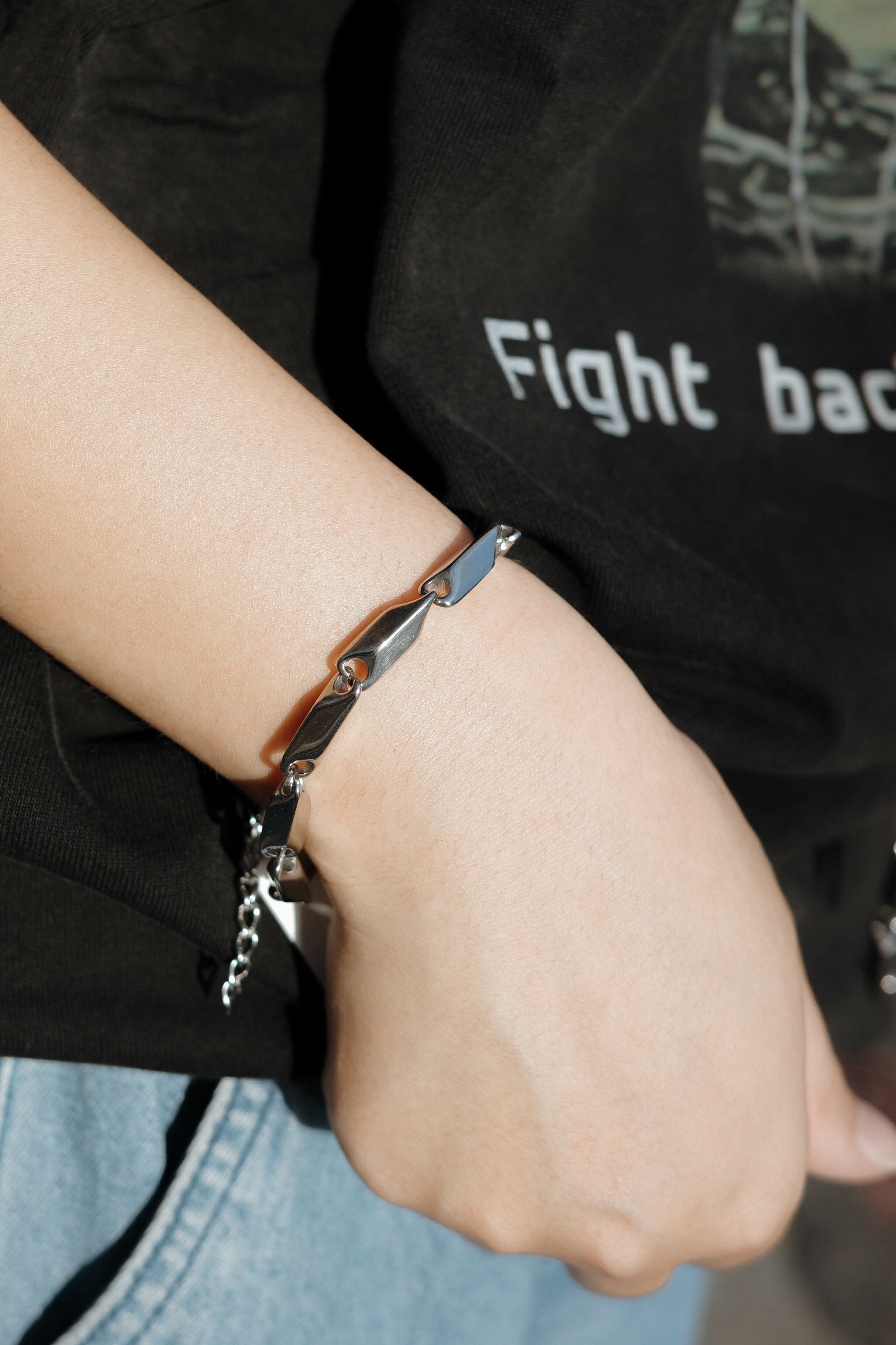 5MM 刀片 粗款 百搭 簡約 搭配鍊 飾品 鈦鋼 手鍊 男女手鍊 鈦鋼手鍊