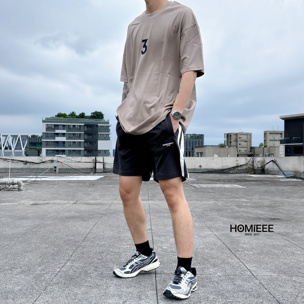 INNERSECT x Jerry Lorenzo 三生萬物 短褲 短棉褲 白邊 黑色 灰色 卡其