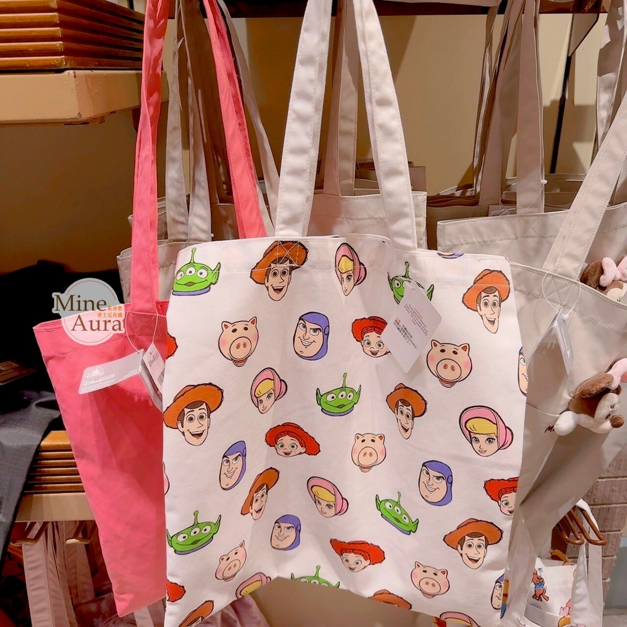 玩具總動員 Toy Story 大頭圖案 手提 肩背 帆布袋 帆布包 -香港迪士尼樂園