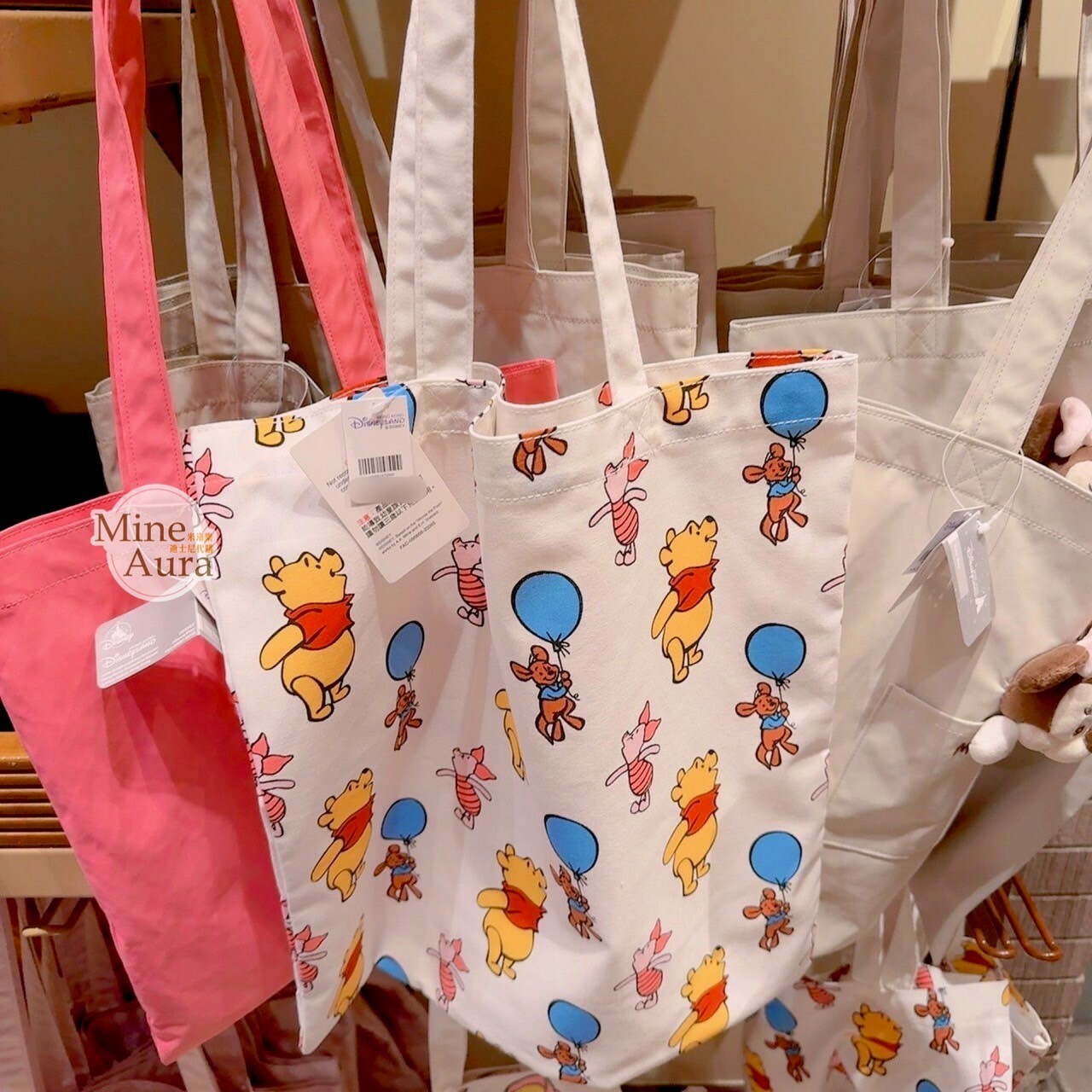 小熊維尼 Winnie the Pooh 小豬 皮傑 piglet 圖案 手提 肩背 帆布袋 帆布包 -香港迪士尼樂園