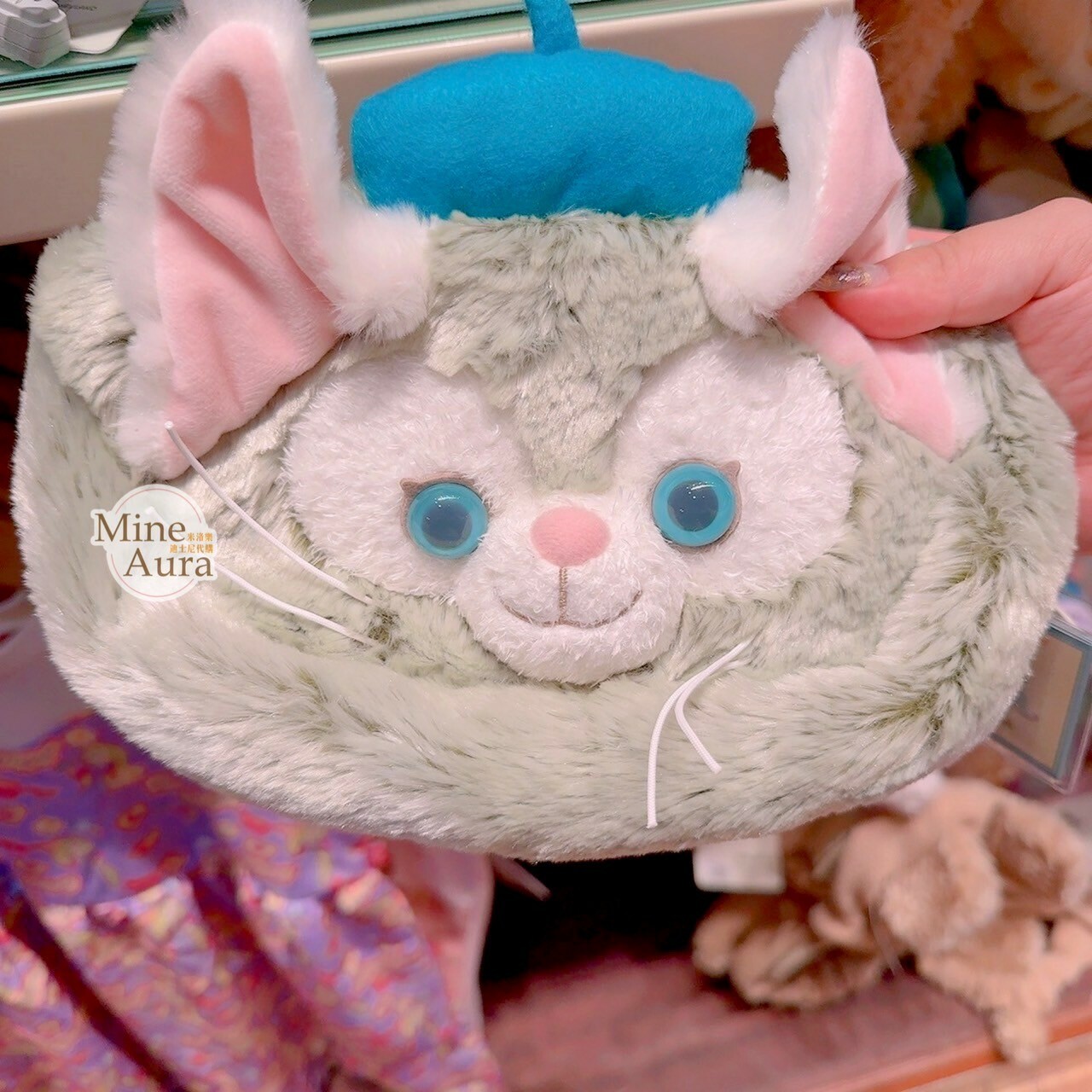 傑拉托尼 畫家貓 Gelatoni 大頭 絨毛造型 收納包 化妝包 -香港迪士尼樂園