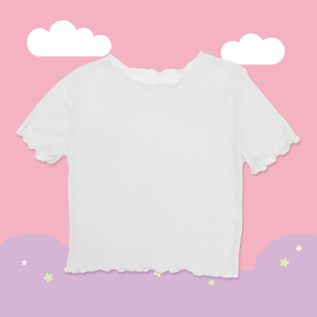 こ♡こ 百搭木耳邊短袖透膚上衣