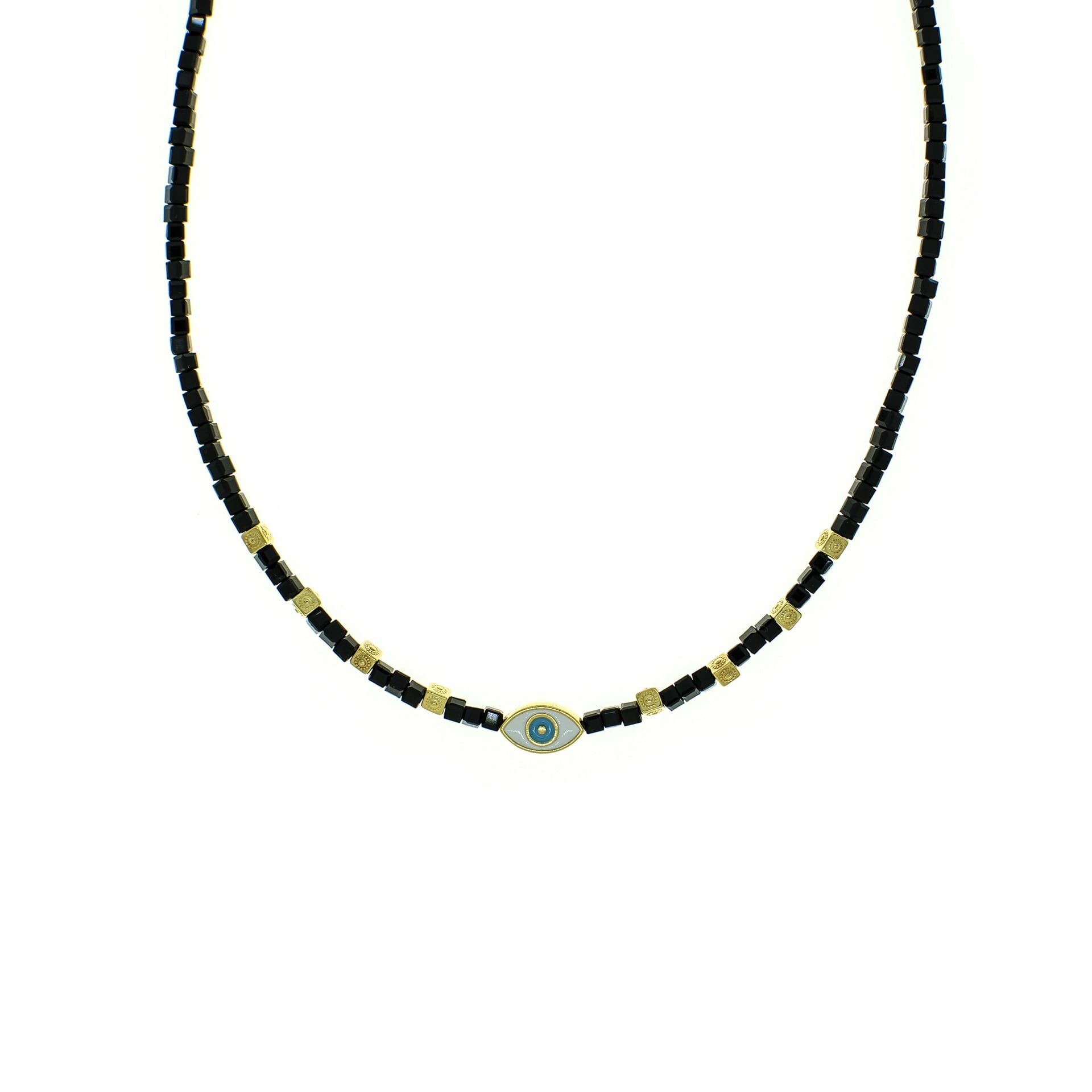 1CJ0615-221 CACTUS Raquel Black G Necklace Gold #12-2594 (A-EU-E)