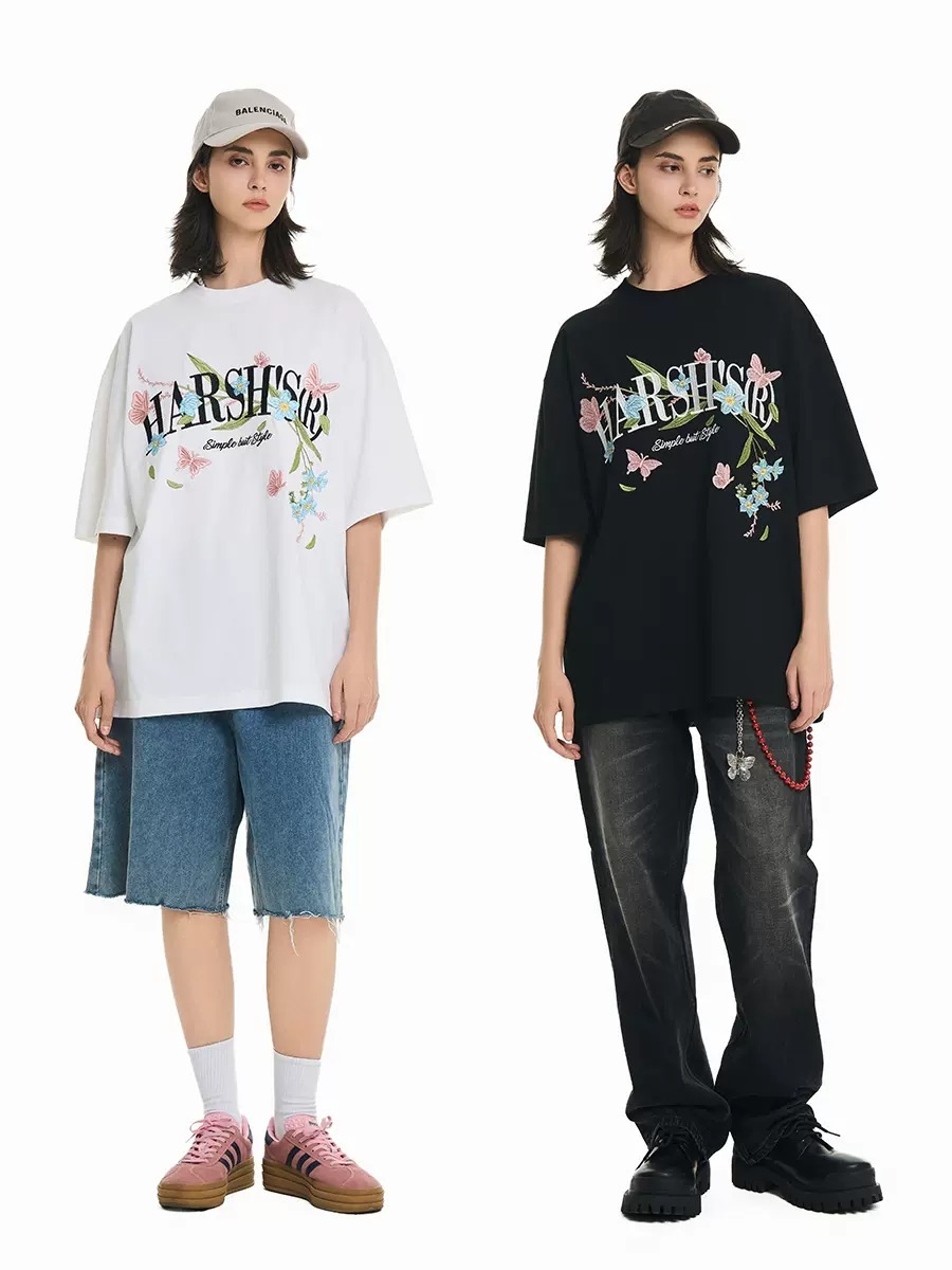 Harsh and Cruel 24SS 胸前美式花卉枝葉圓領短袖 T HZ242020203