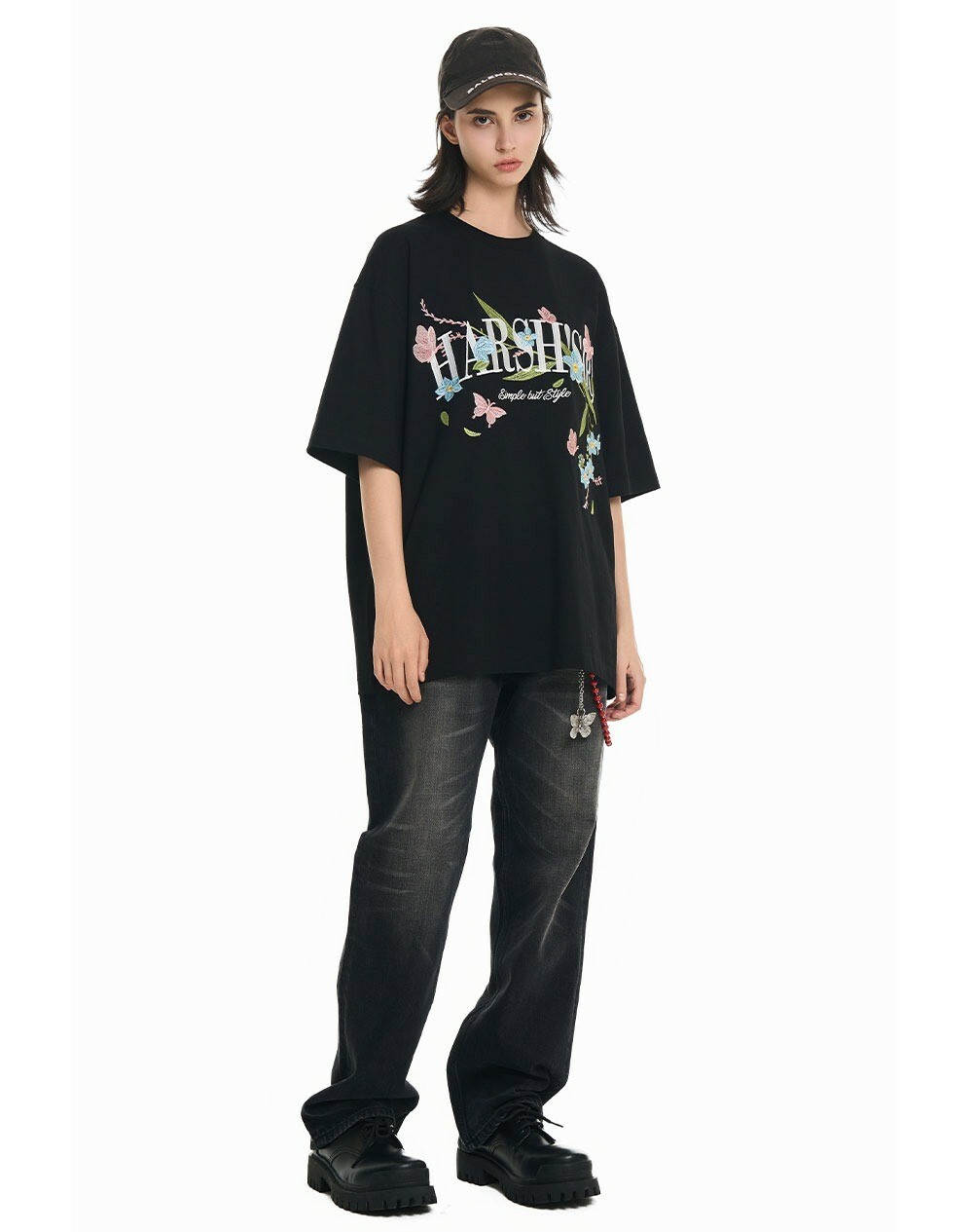 Harsh and Cruel 24SS 胸前美式花卉枝葉圓領短袖 T HZ242020203