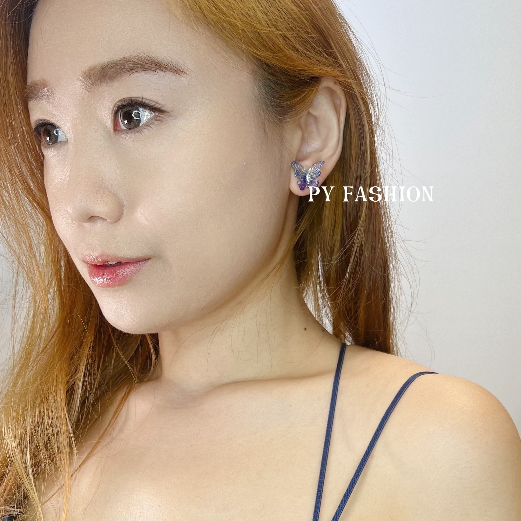 PYA0604 BLUE BUTTERFLY EAR RING