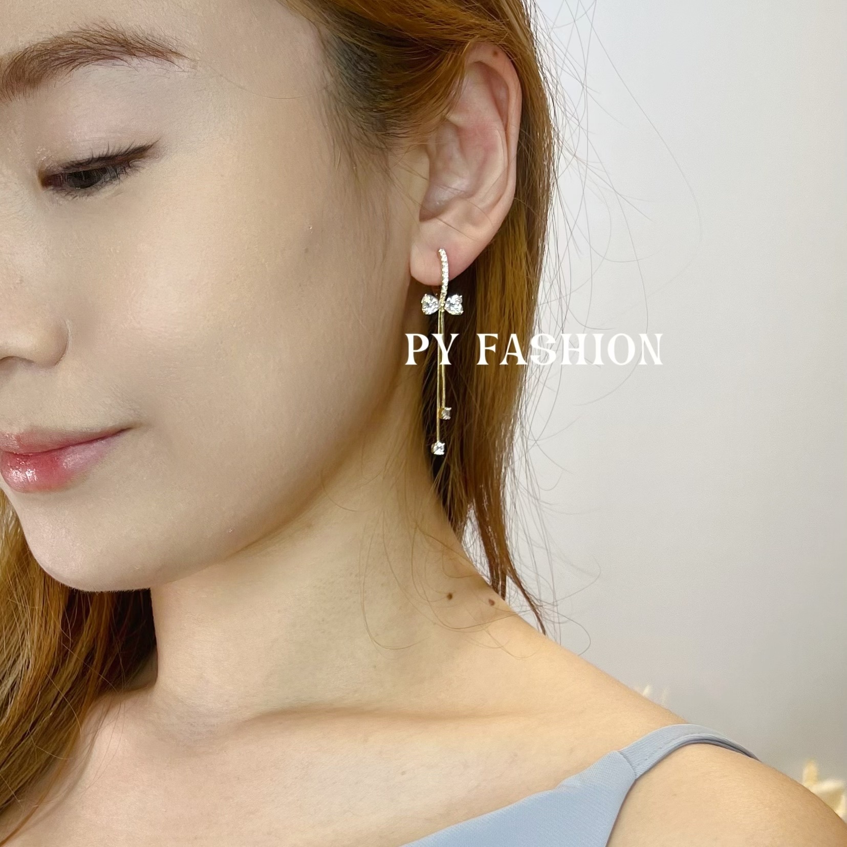 PYA0606 HEART SHAPE BOWTIE BLING BLING EAR RING