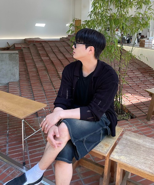 透視沙灘針織開衫