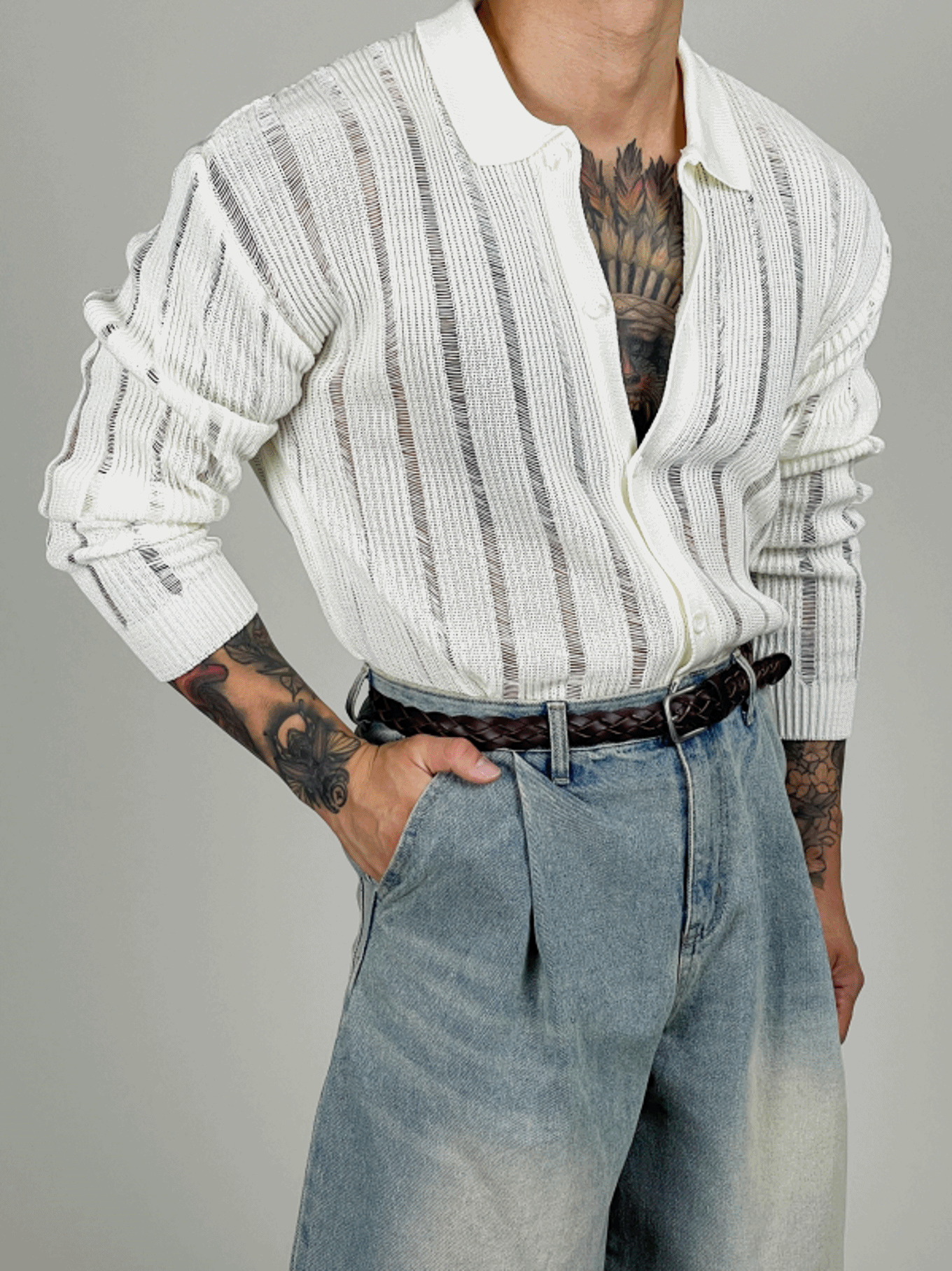 透視沙灘針織開衫