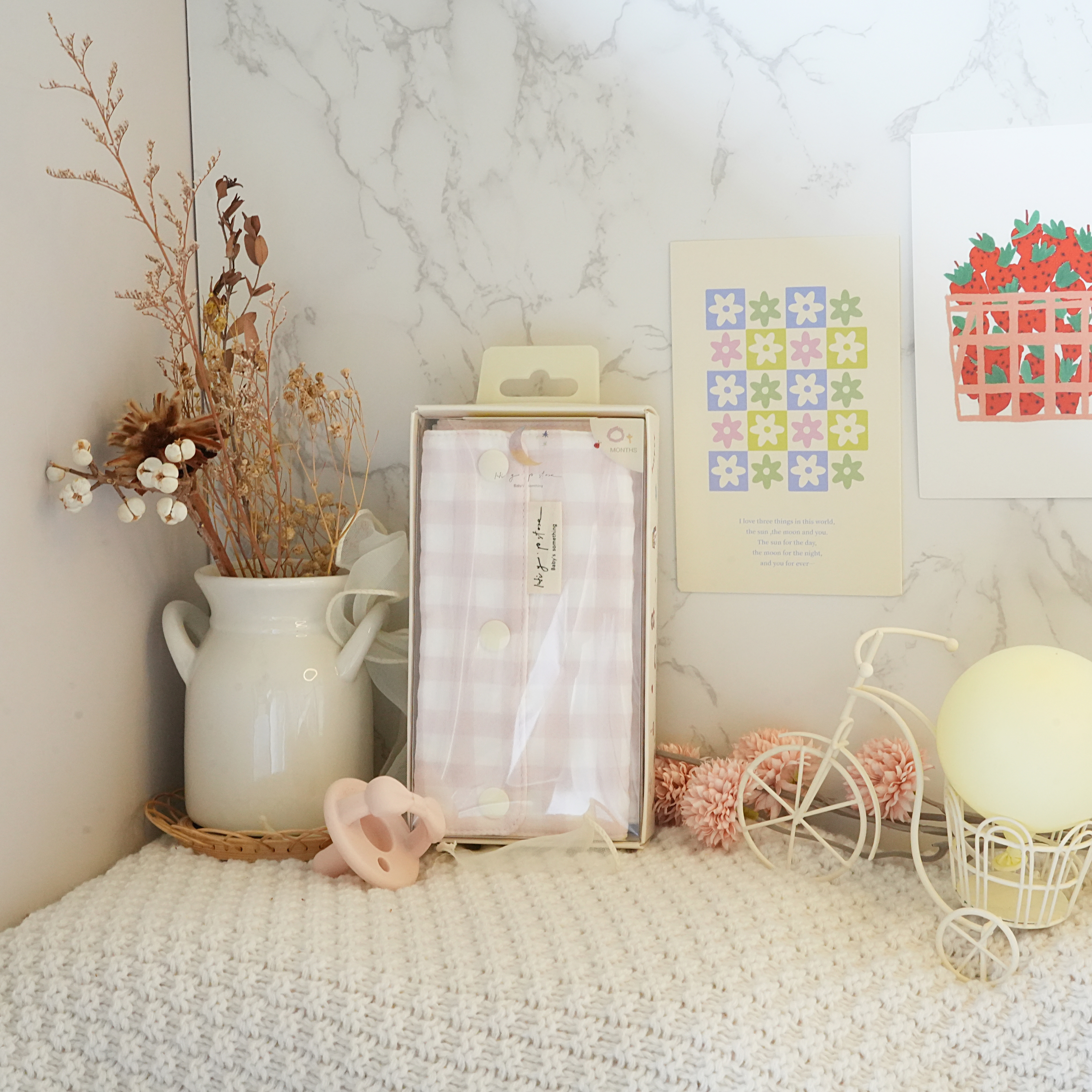 Hi Y.P store-揹巾口水套-獨家設計款-玫瑰粉格