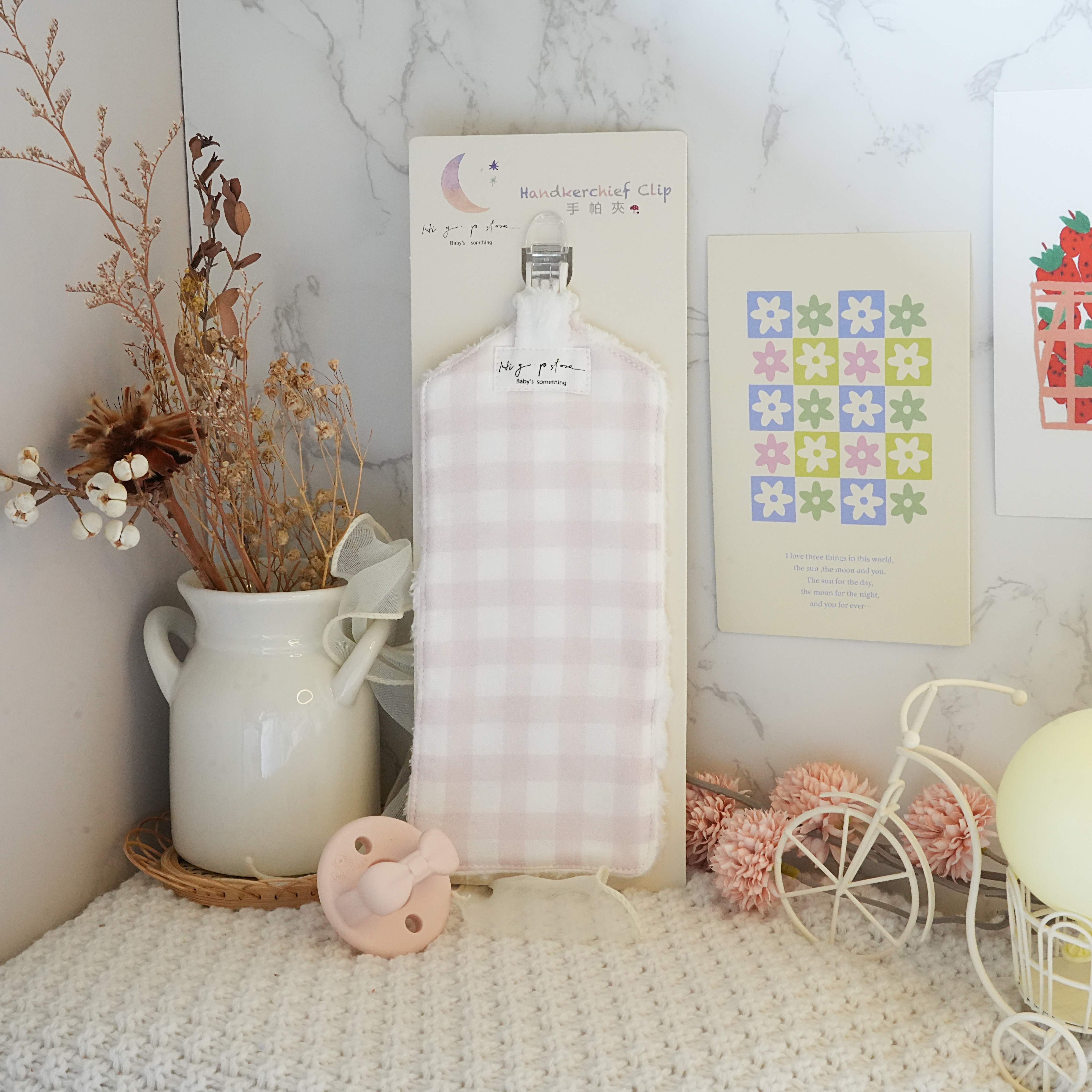 Hi Y.P store-手作手帕夾-獨家設計-玫瑰粉格