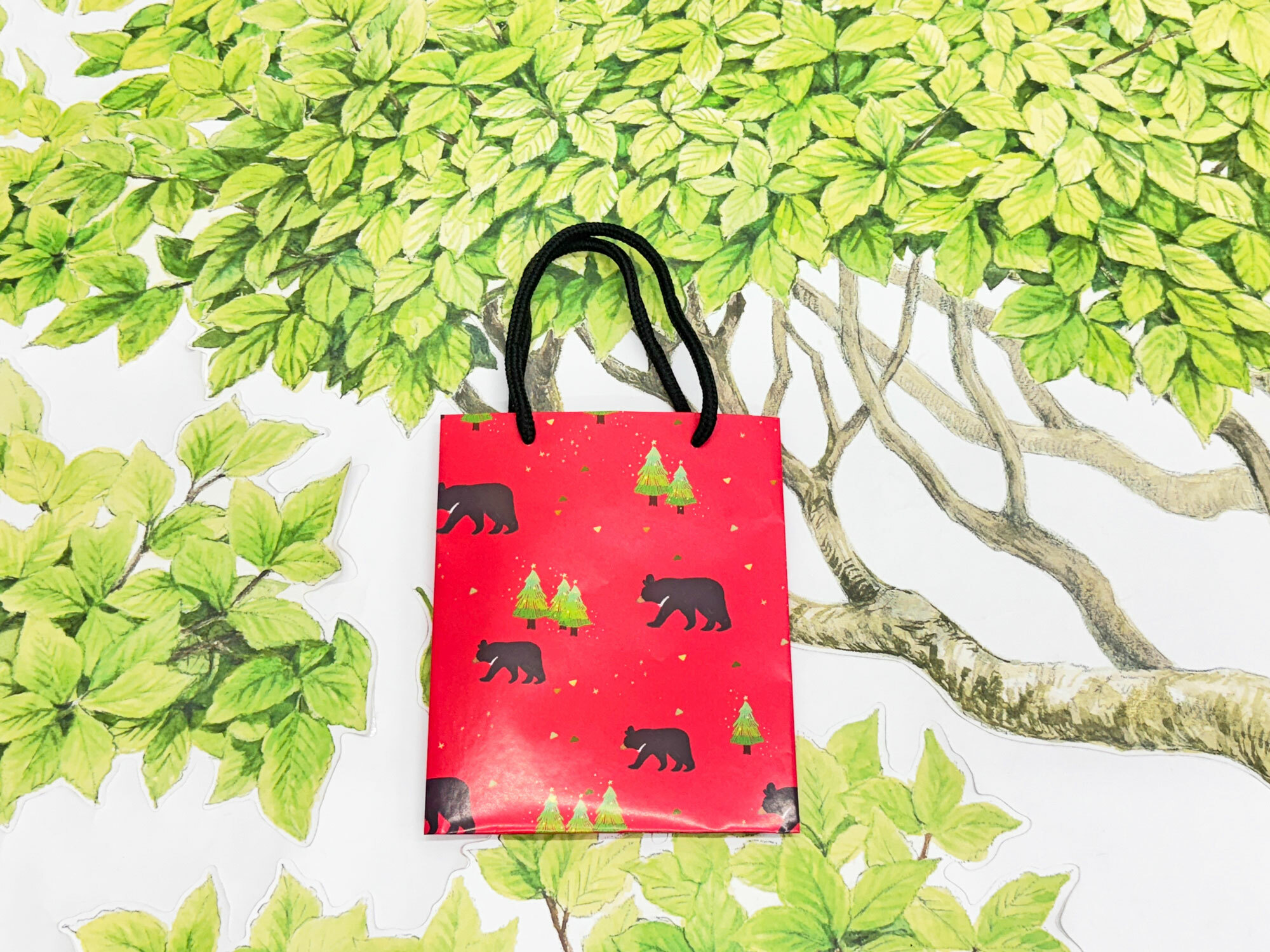 暖心聖誕熊款提袋-25K紅