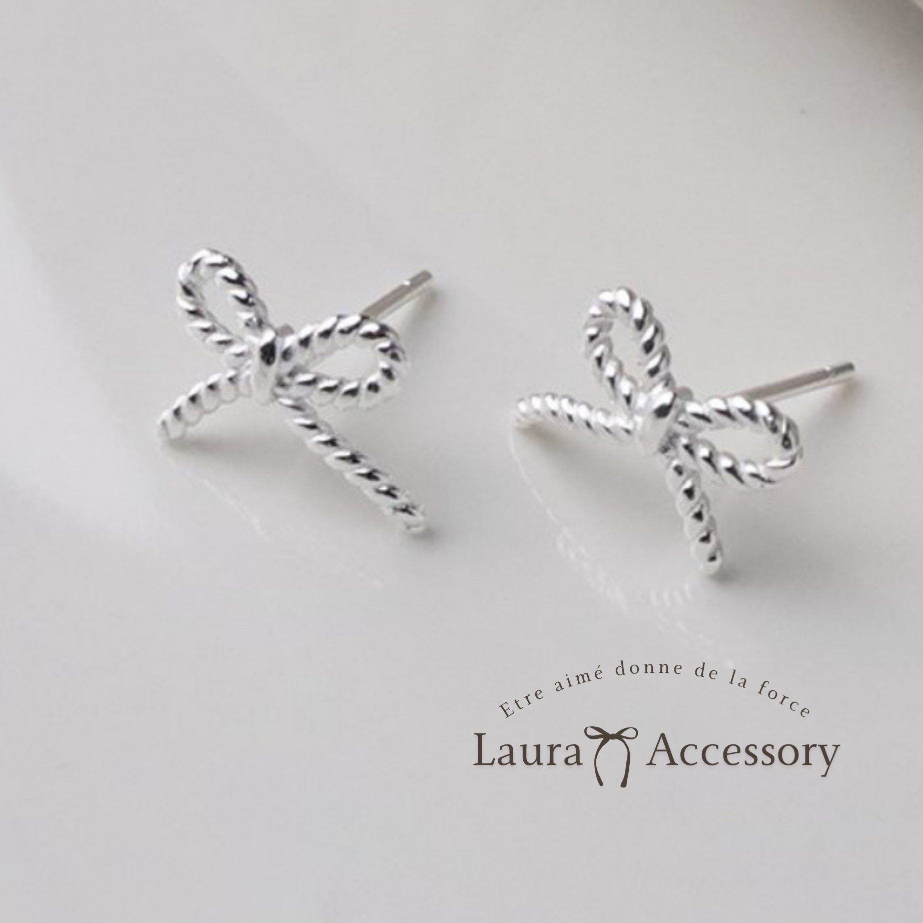 M55麻花蝴蝶結純銀耳針