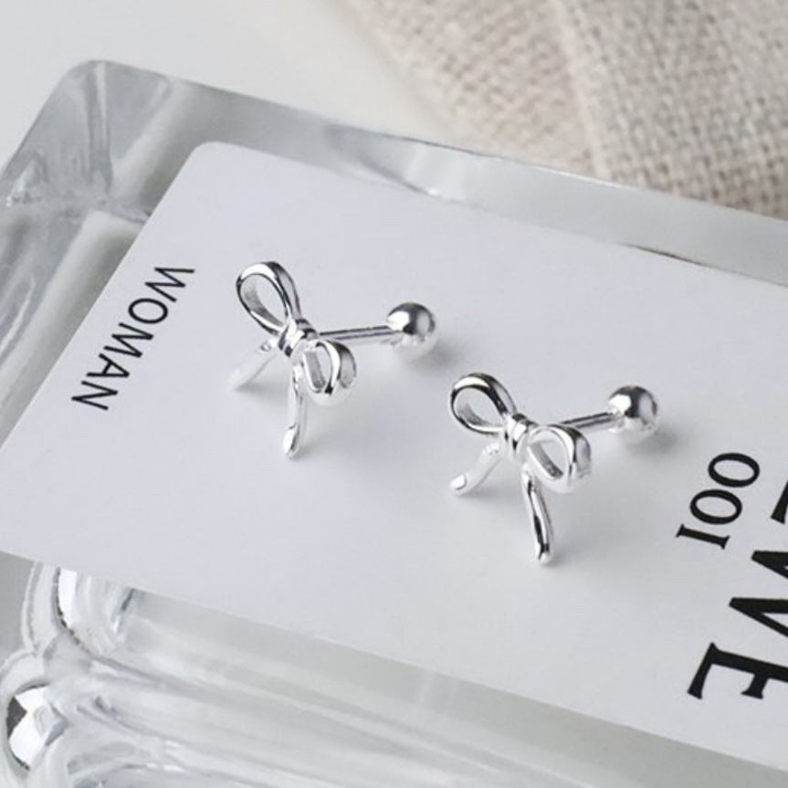 素面蝴蝶結純銀鎖針