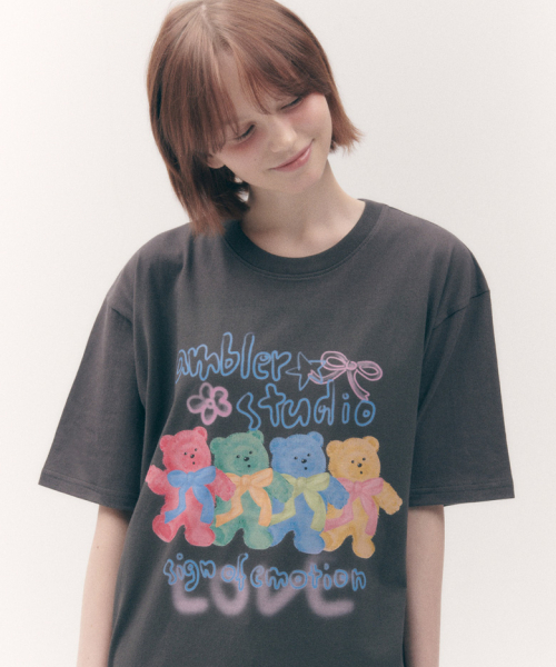 AMBLER - Four emotion Over fit T-Shirts AS1113 (Dark-Gray)