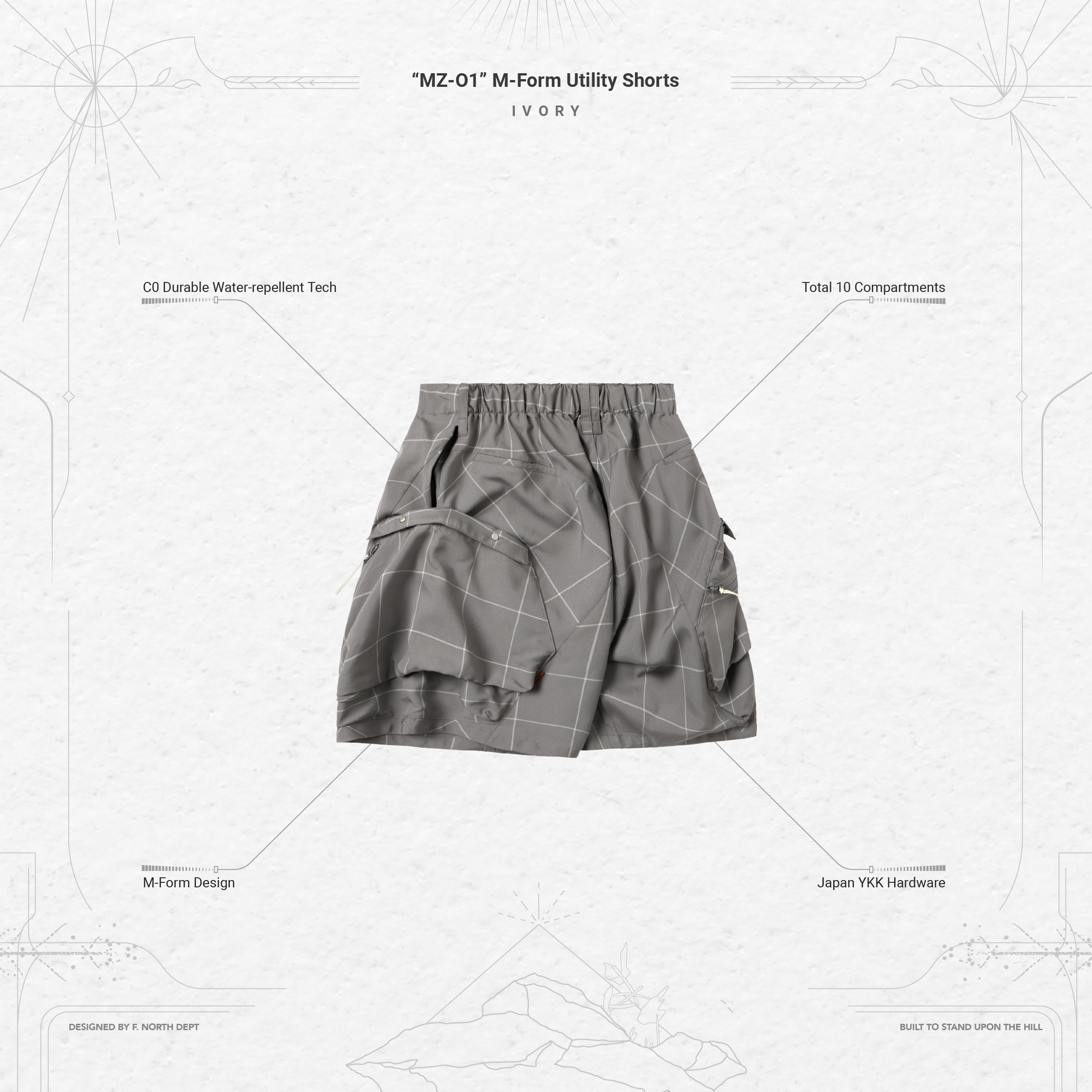 MZ-O1” M-Form Utility Shorts - Ivory MZ-O1” M-Form Utility Shorts - Ivory