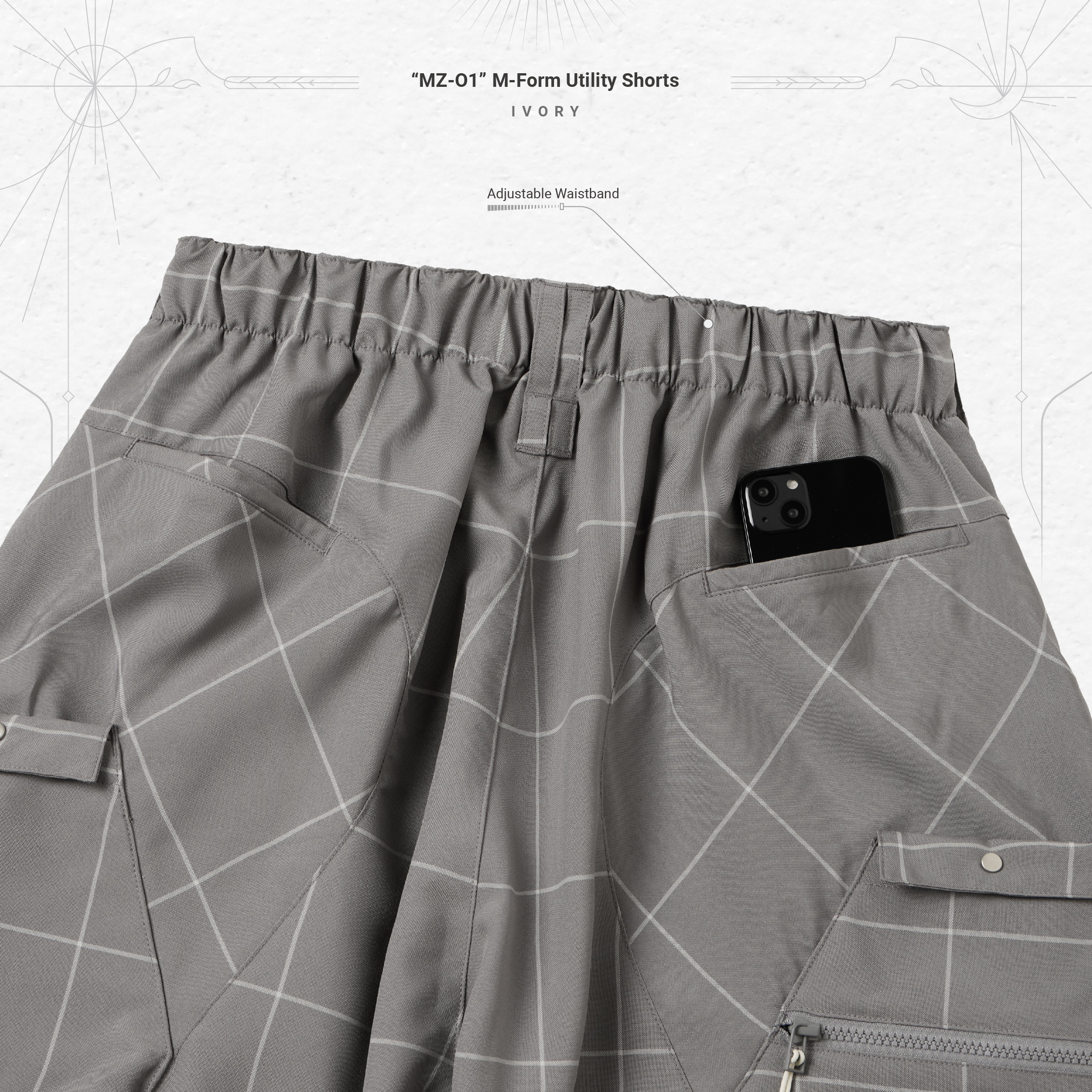 MZ-O1” M-Form Utility Shorts - Ivory MZ-O1” M-Form Utility Shorts - Ivory
