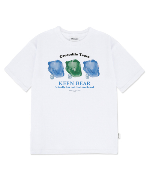AMBLER - Sad bear Over fit T-Shirts AS1115 (White)