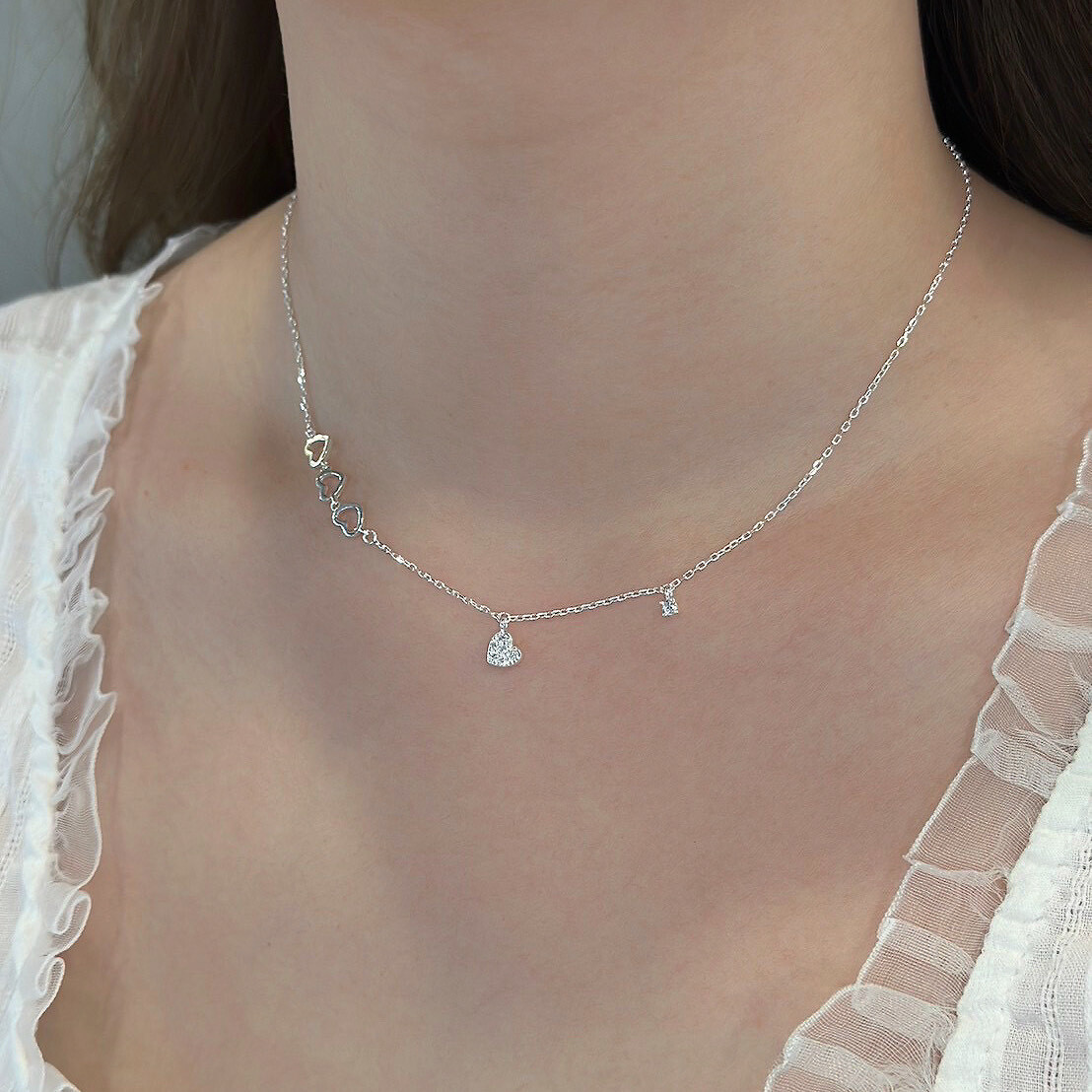 簍空愛心純銀項鍊