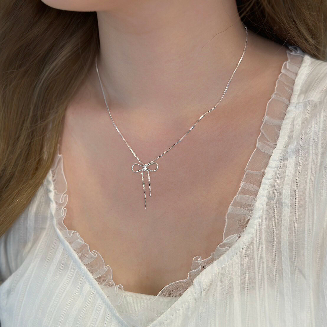 H63蝴蝶結純銀蛇骨鏈