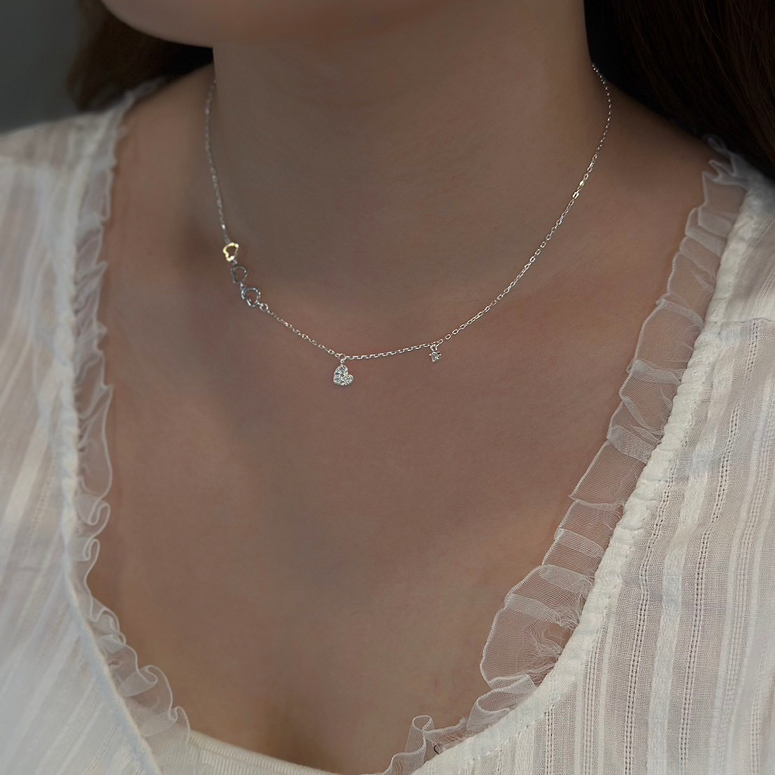 簍空愛心純銀項鍊