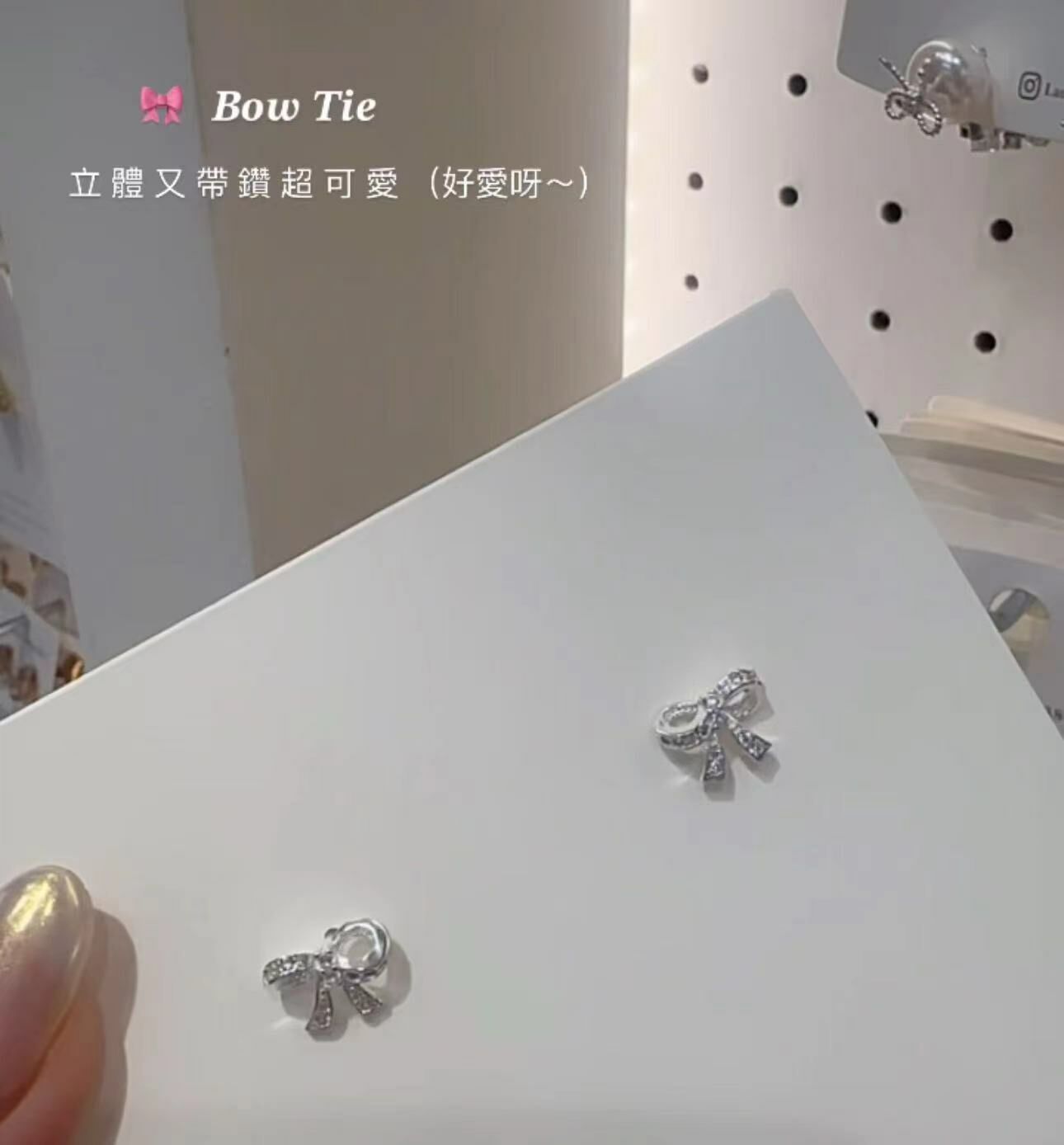 M59排鑽立體蝴蝶結純銀耳針