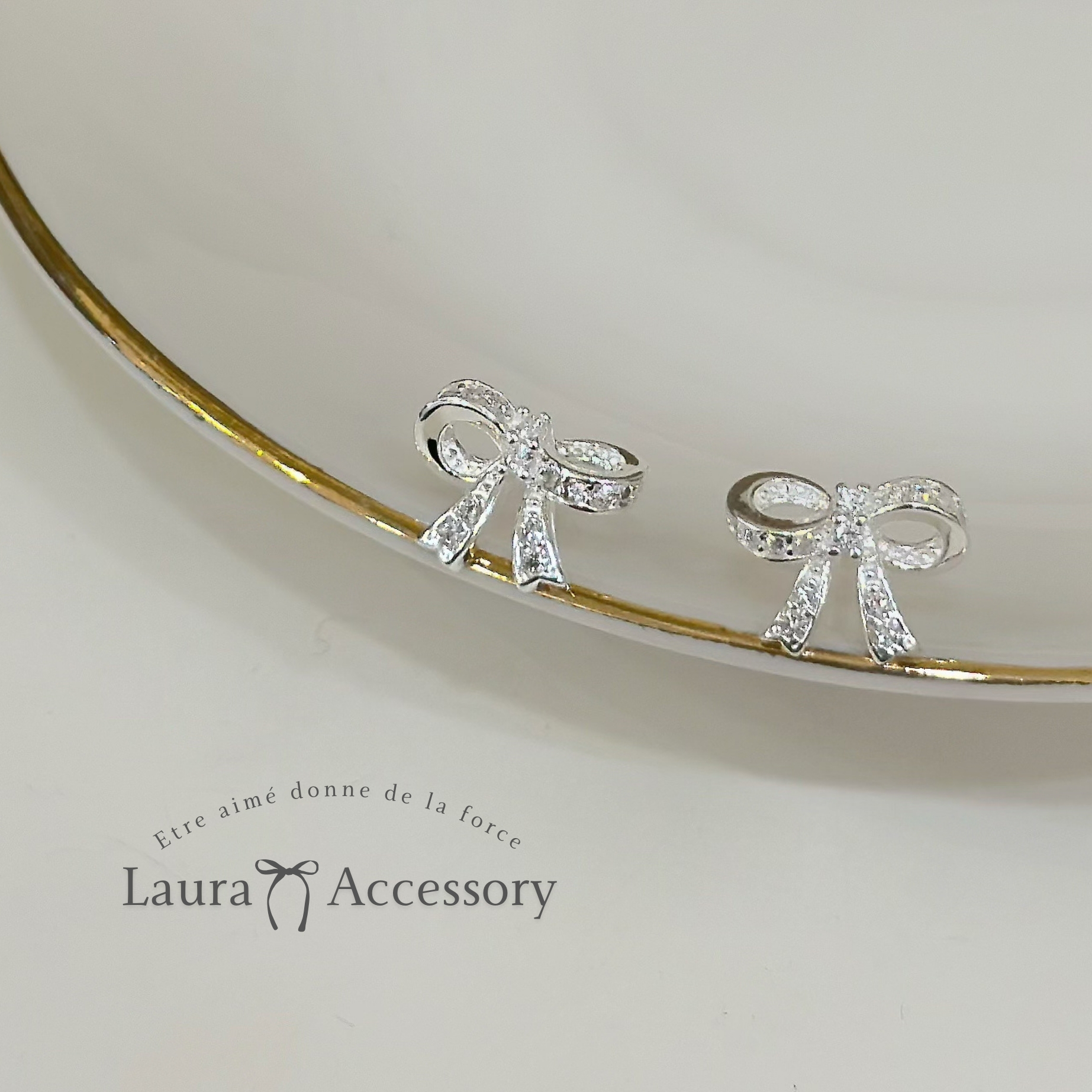 M59排鑽立體蝴蝶結純銀耳針