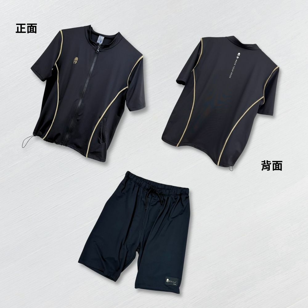 Wave 束胸泳衣-拉鍊式-炫金黑