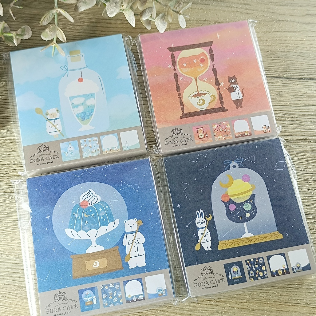日本古川紙工 SORA CAFÉ 咖啡館系列 4圖案方形便條紙本 共四款