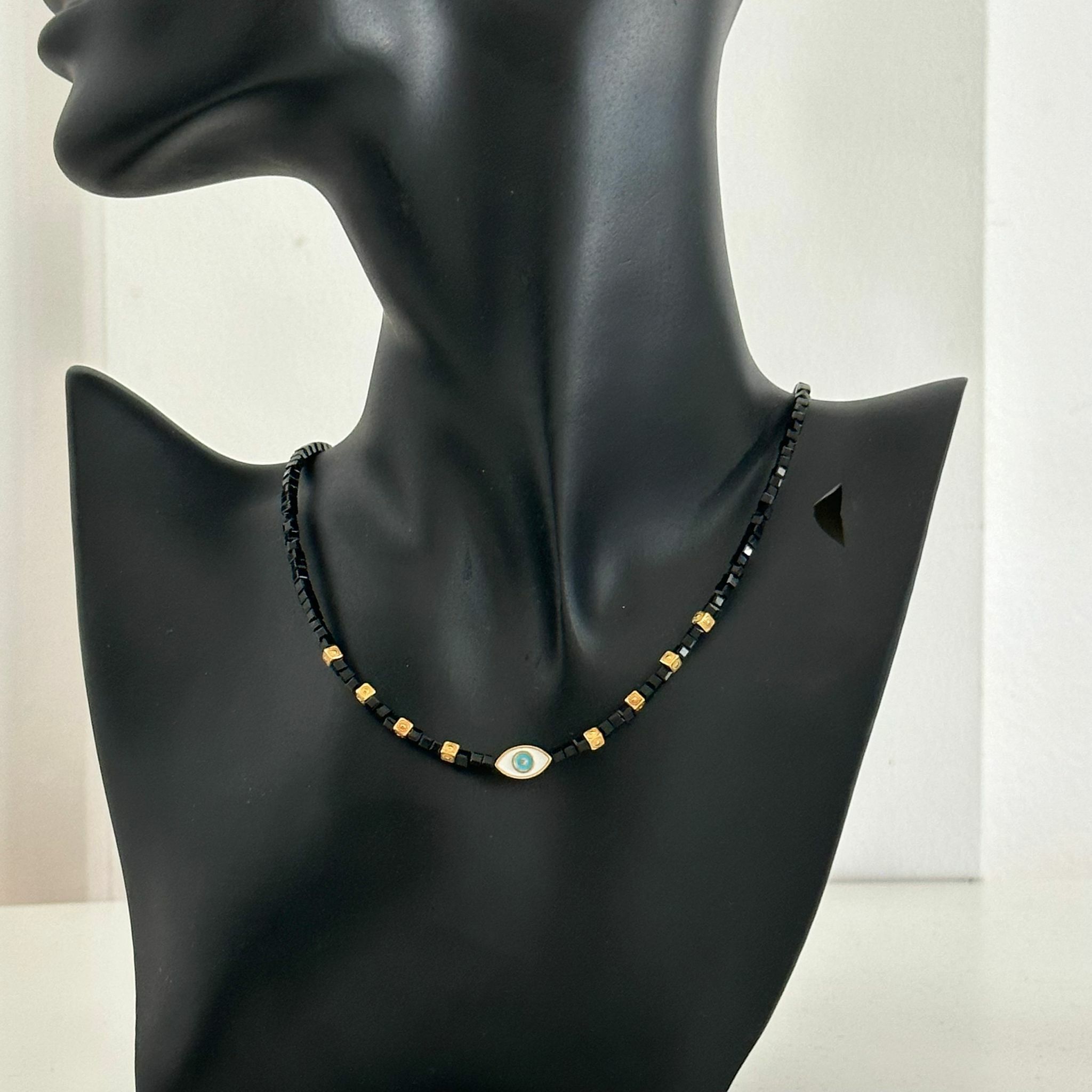 1CJ0615-221 CACTUS Raquel Black G Necklace Gold #12-2594 (A-EU-E)
