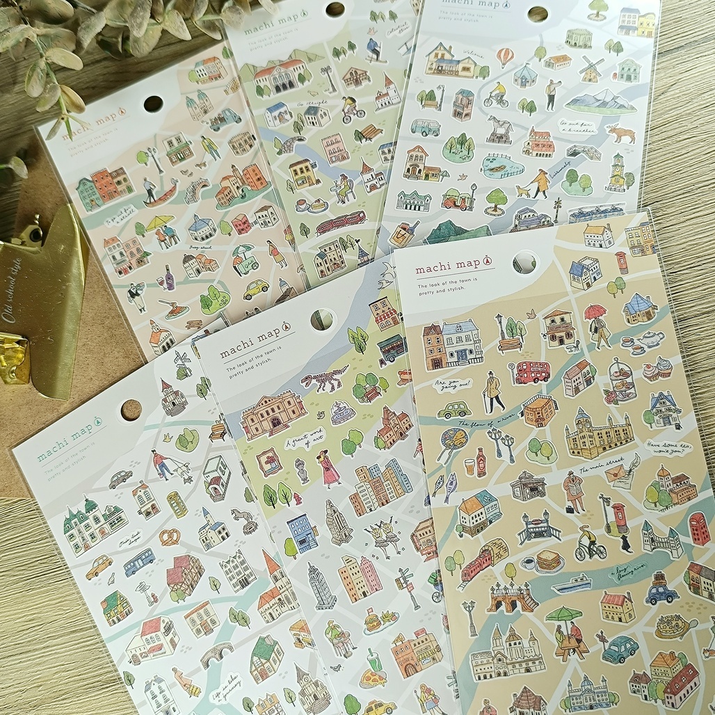 日本MIND WAVE machi map 手帳裝飾貼紙 共六款