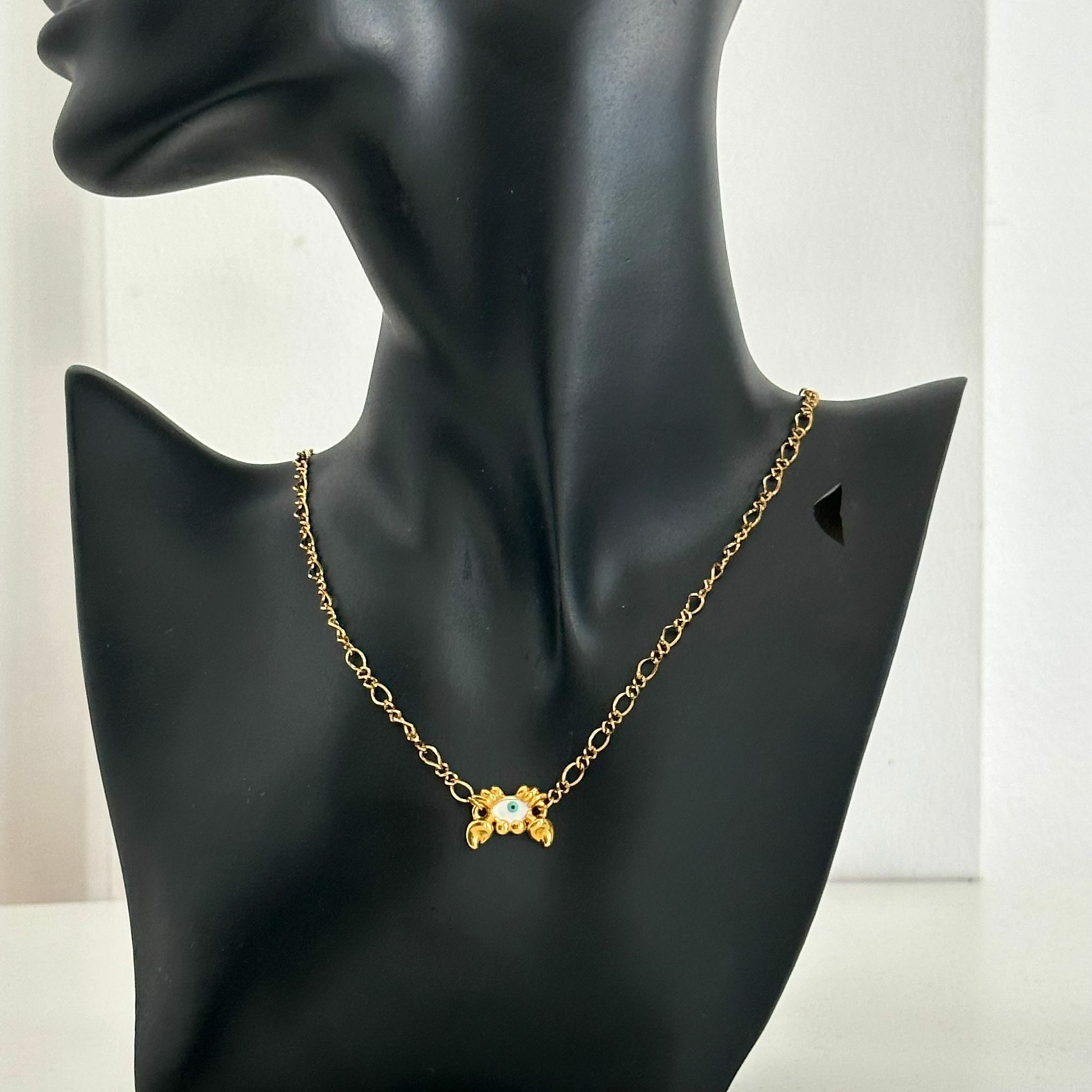 1CJ0615-230 CACTUS Crab Eye G Necklace Gold/White #12-2557 (A-EU-E)