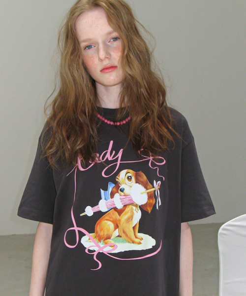 RONRON RIBBON LADY DOG OVER FIT T SHIRT