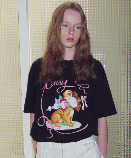 RONRON RIBBON LADY DOG OVER FIT T SHIRT