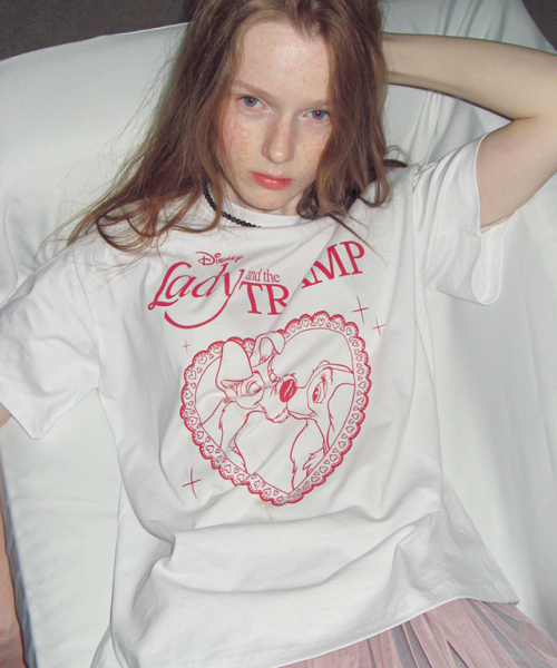 RONRON HEART LADY AND THE TRAMP BASIC FIT T SHIRT