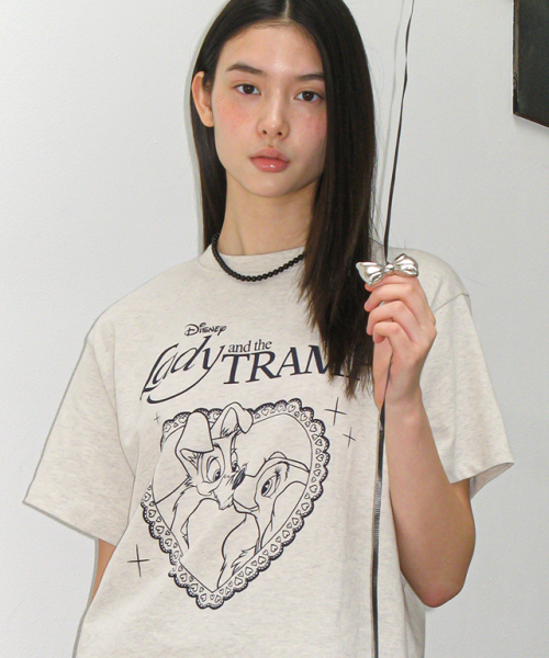 RONRON HEART LADY AND THE TRAMP BASIC FIT T SHIRT