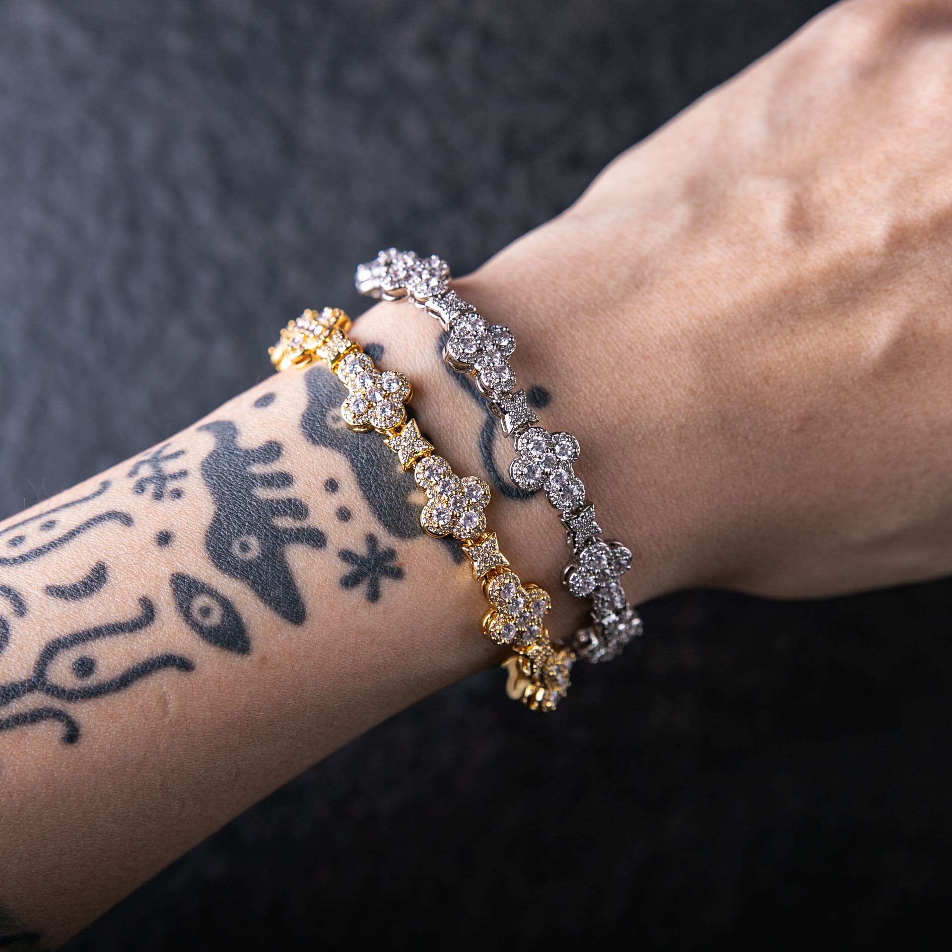 10mm滿鑲圓弧十字架星星手鍊