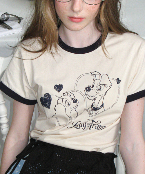 [RONRON] RINGER LADY AND THE TRAMP SHORT Tシャツ★新作★ RONRON RINGER LADY AND THE TRAMP SHORT T SHIRT