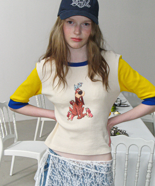 RONRON TRUSTY & PUPPIES WAFFLE T SHIRT