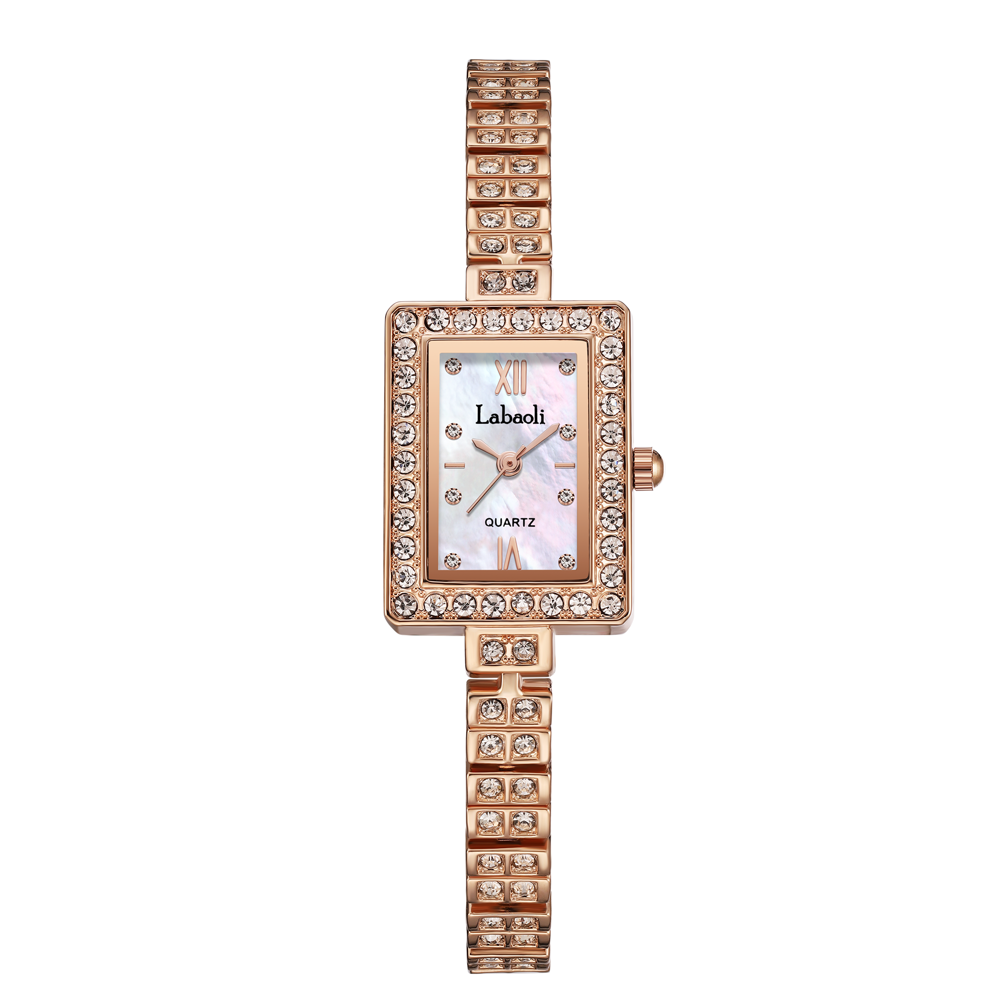 【Labaoli 娜寶麗】璀璨水鑽 典雅貝殼面 手鍊式名媛腕錶