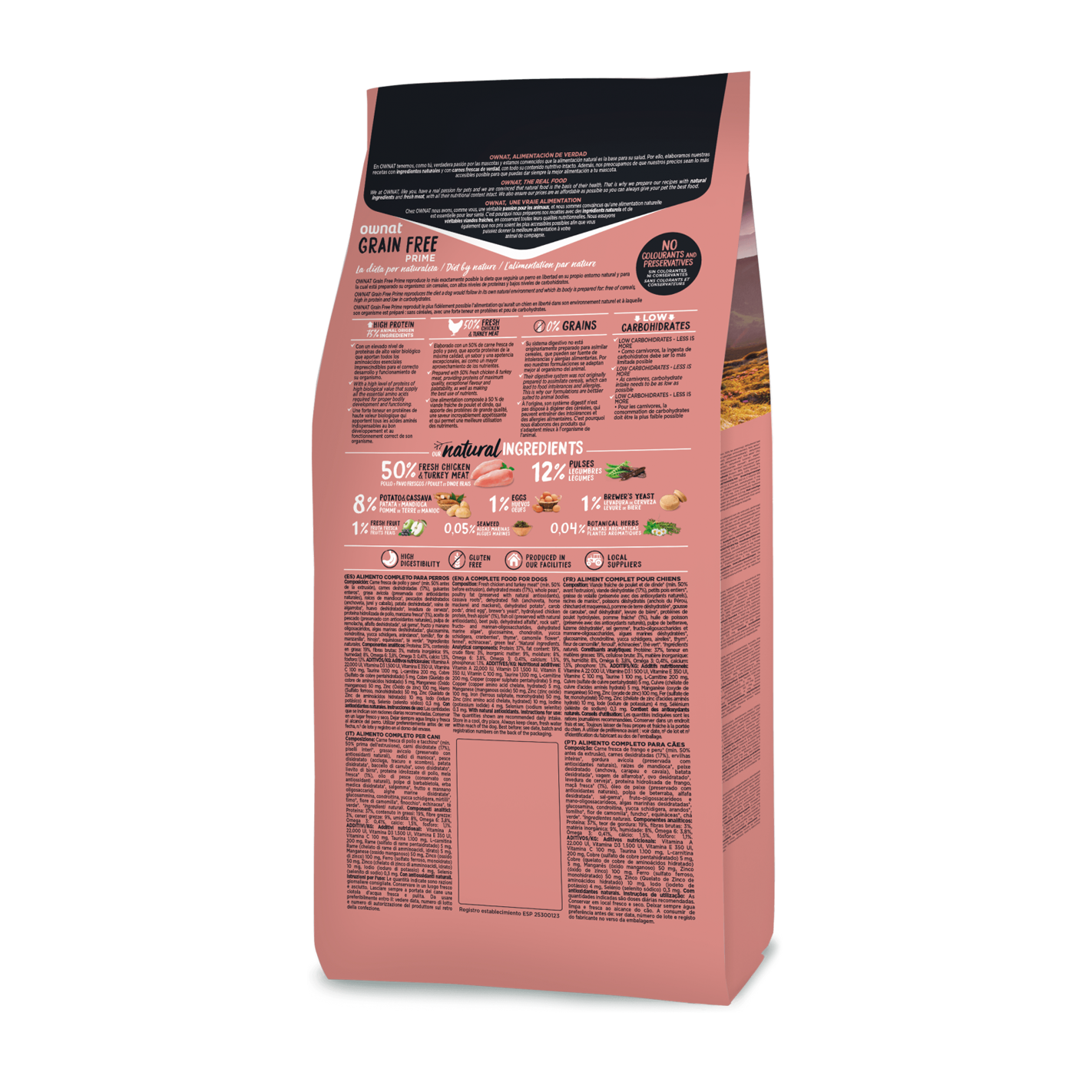 Ownat 無穀物鮮肉狗糧 - 放牧雞肉與火雞 (全齡犬, 小顆粒）