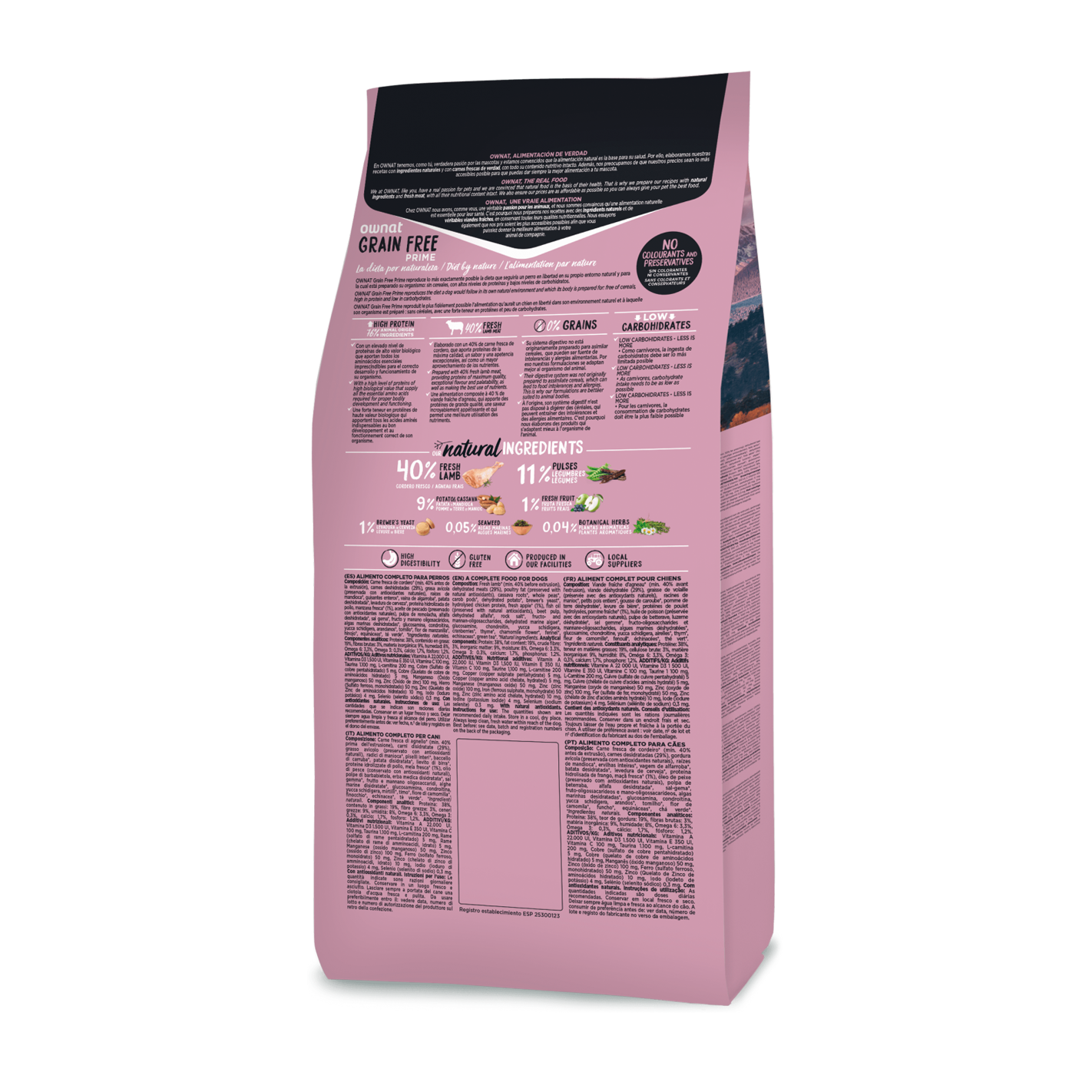 Ownat 無穀物鮮肉狗糧 - 放牧草飼小羔羊 (全齡犬, 小顆粒）