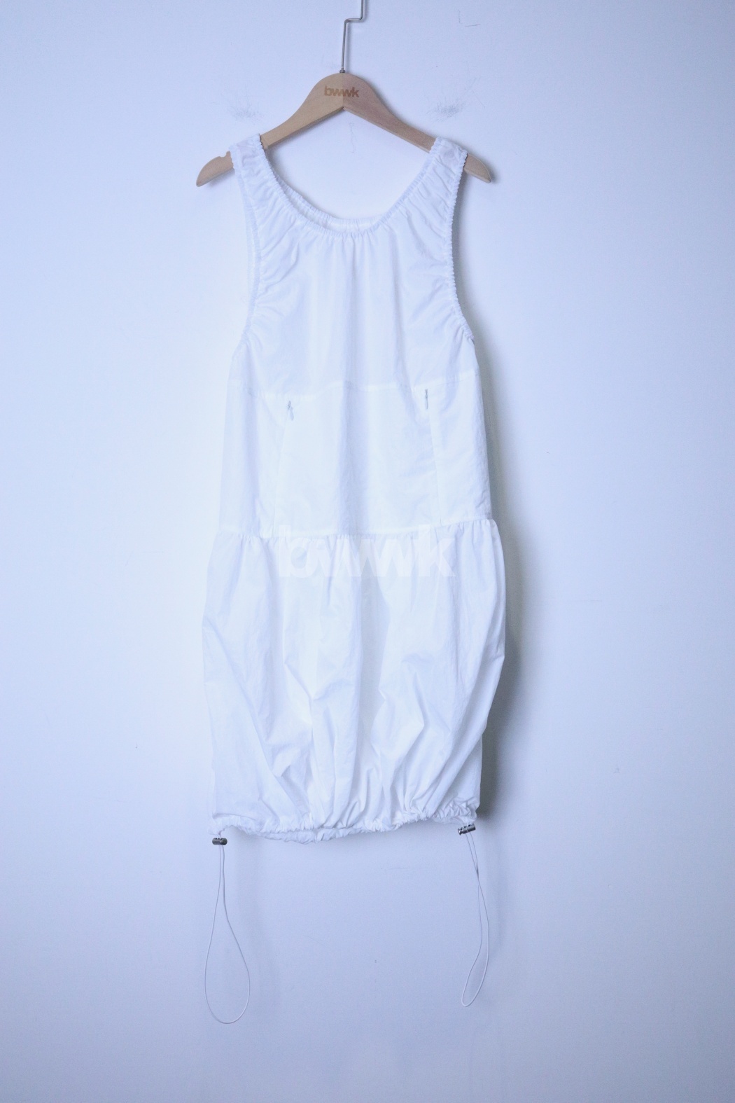 拼接口袋束繩背心洋-白